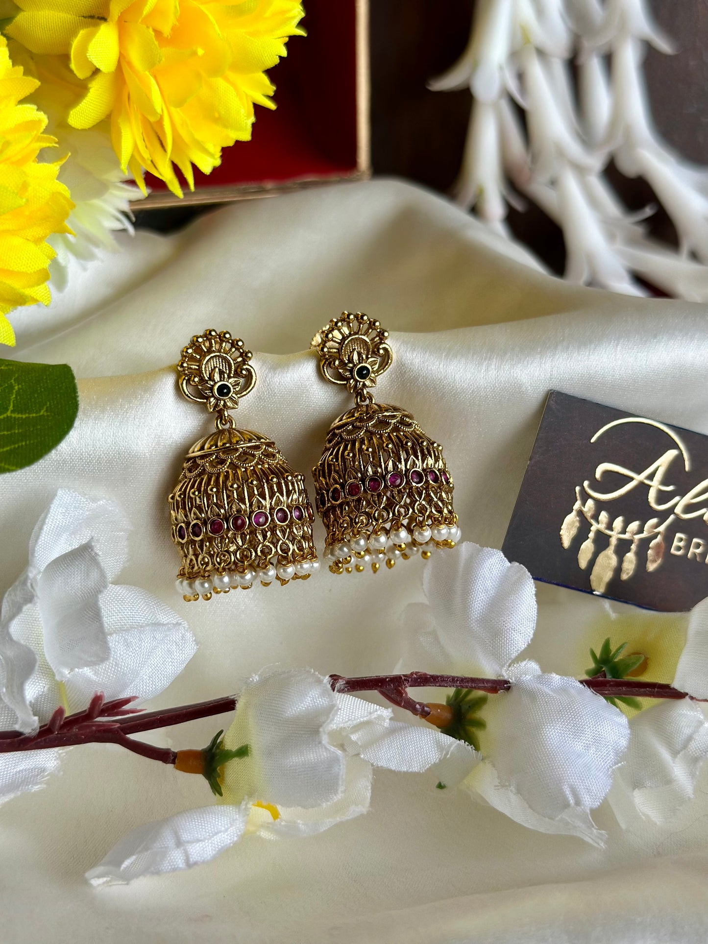 Premium Antique Jhumka with Pearl Beads