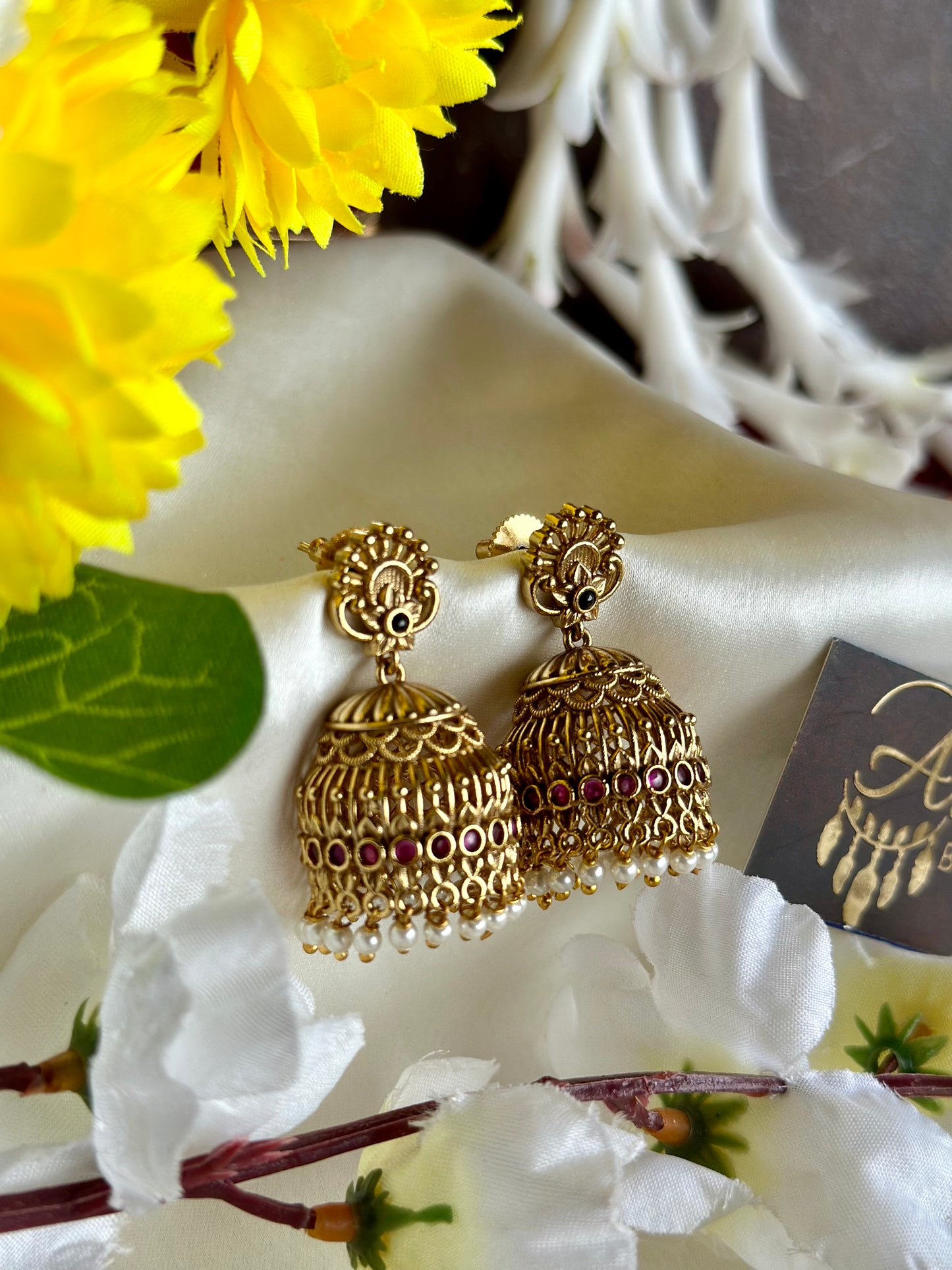 Premium Antique Jhumka with Pearl Beads