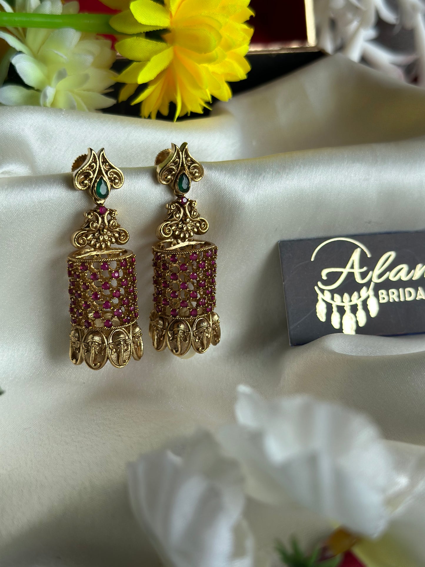 Premium Antique Jhumka with AD stones