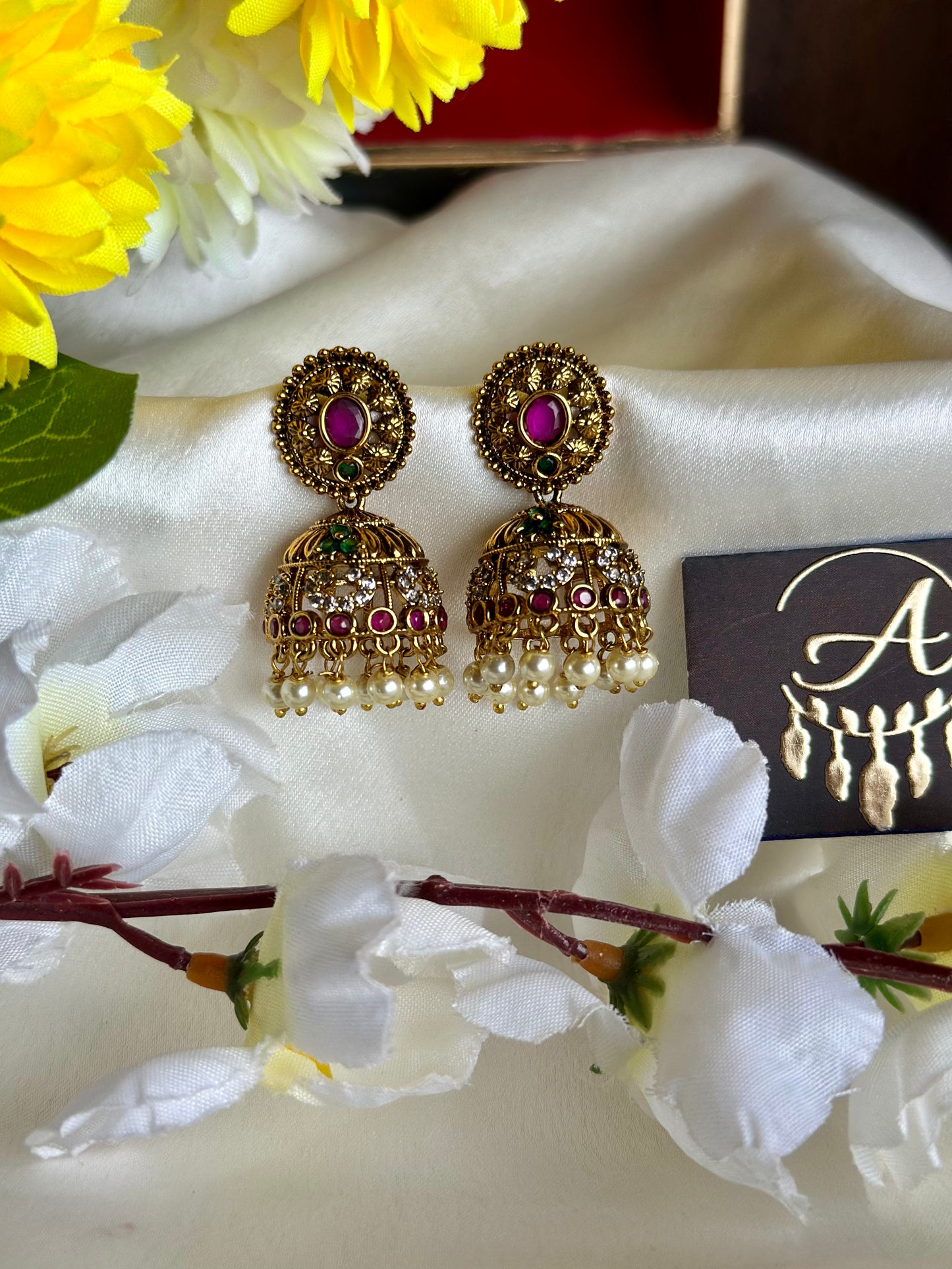Antique Jhumka with Pearl Beads