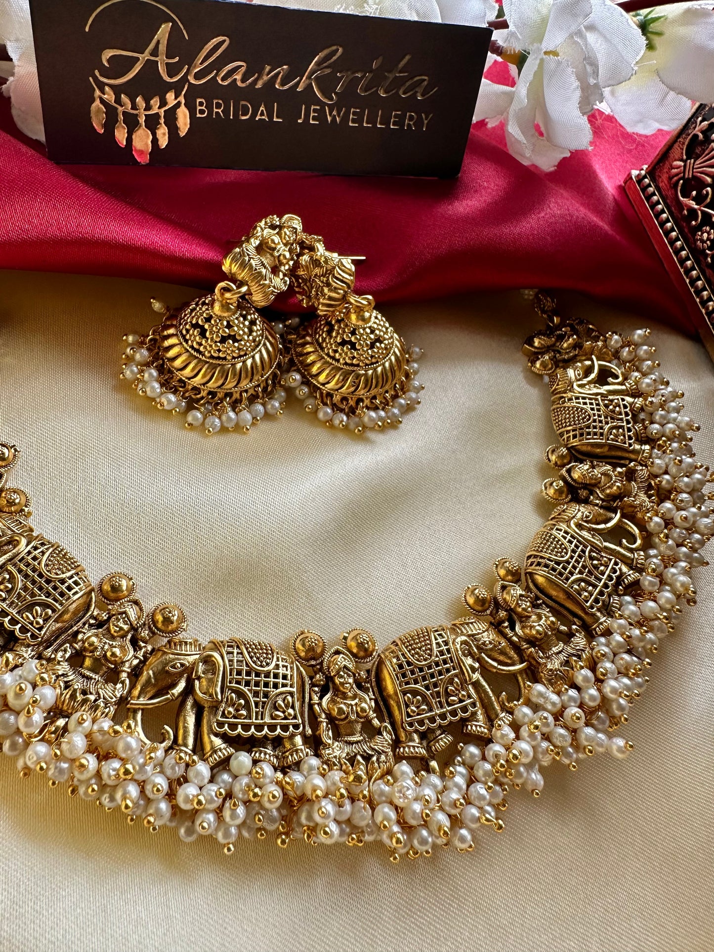 Premium Temple Necklace with Jhumka