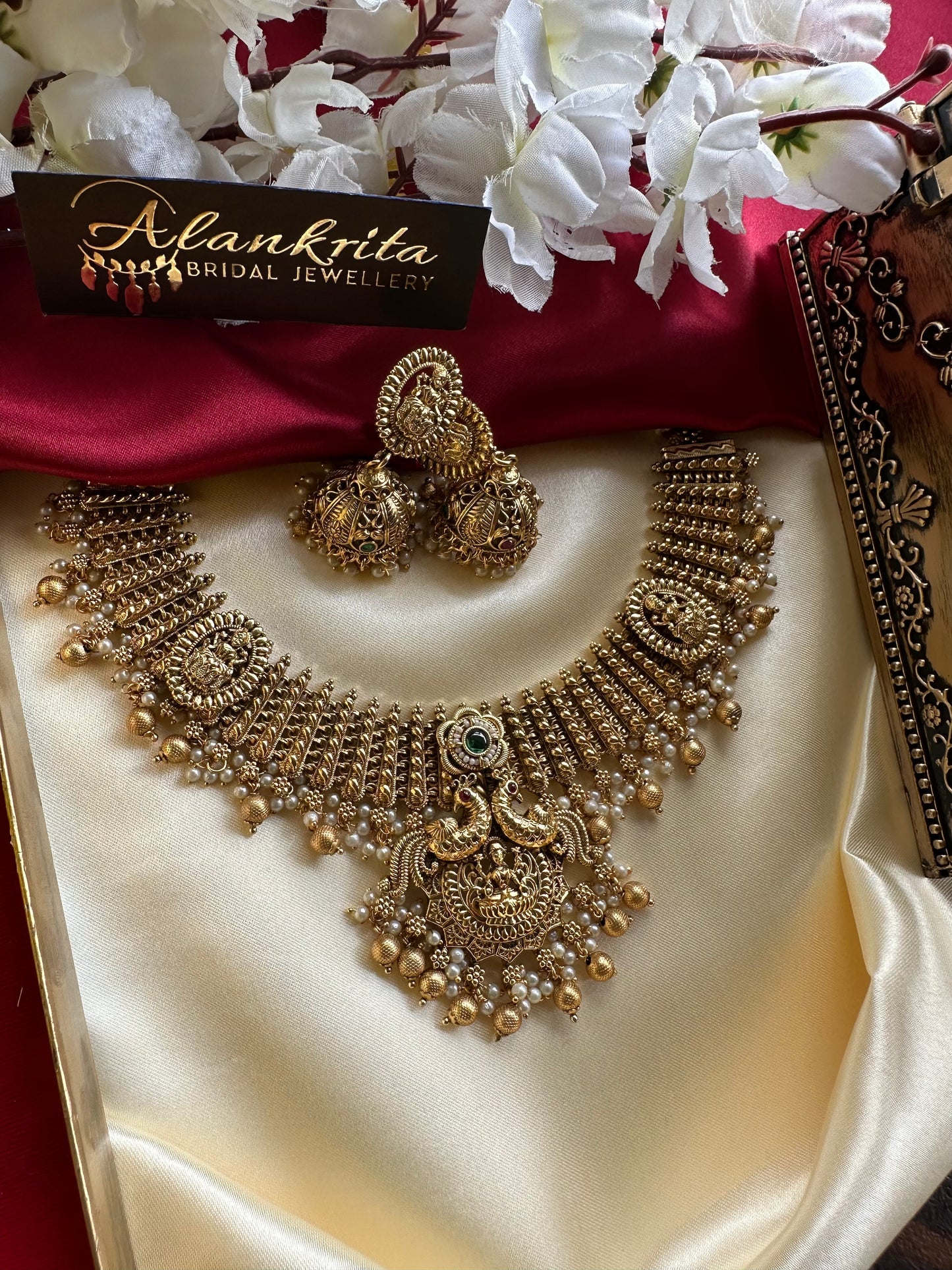Premium Peacock Lakshmi Short Necklace with Jhumka