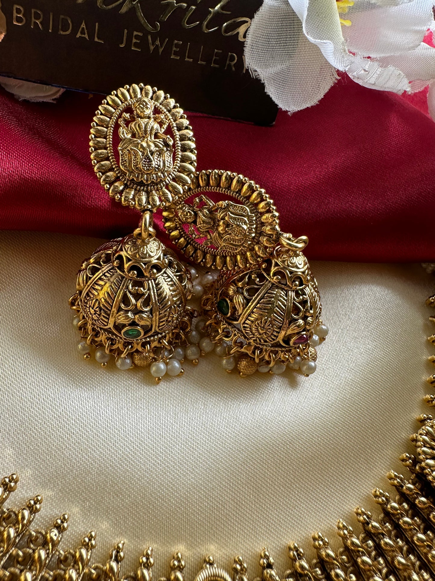 Premium Peacock Lakshmi Short Necklace with Jhumka