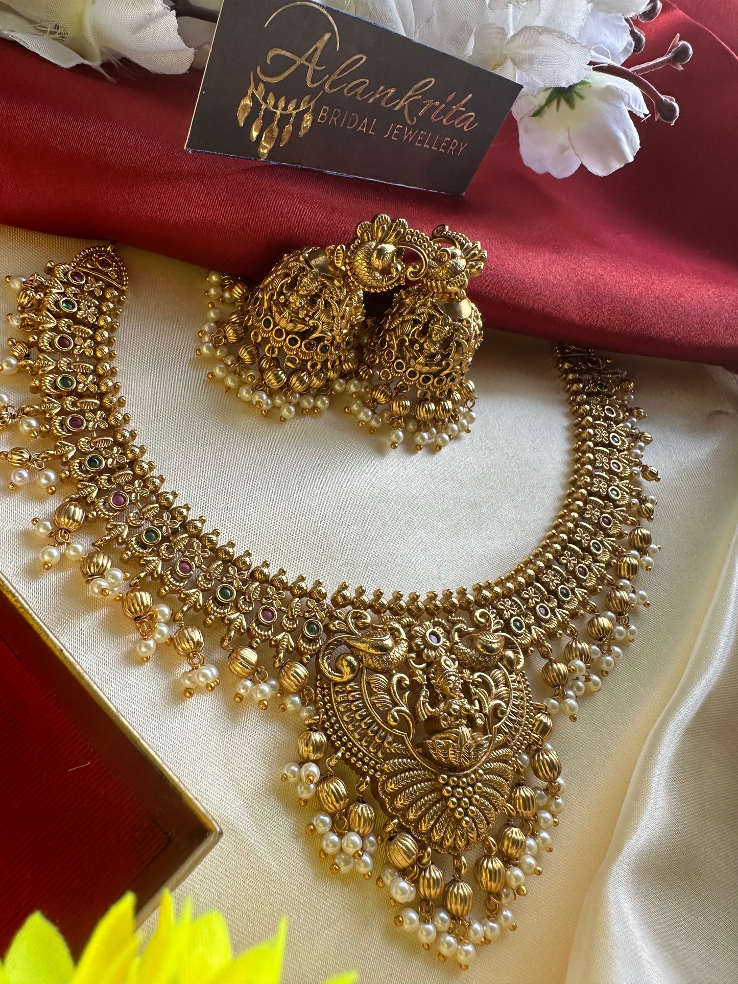 Premium Lakshmi Short Necklace with Jhumka