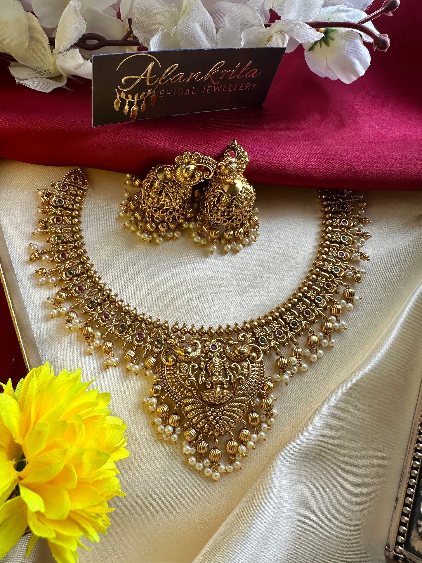 Premium Lakshmi Short Necklace with Jhumka