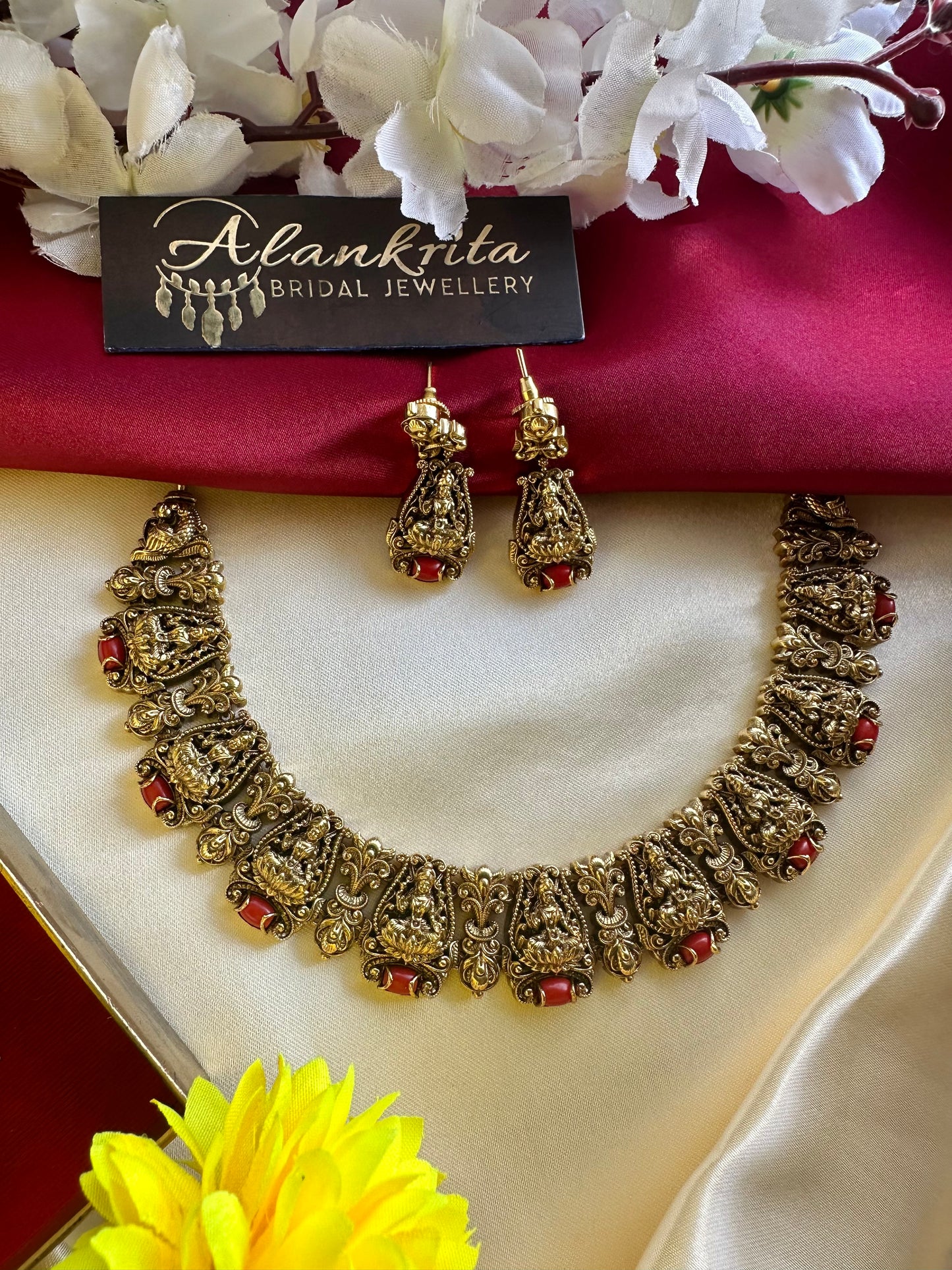 Premium Antique Lakshmi Coral Short necklace