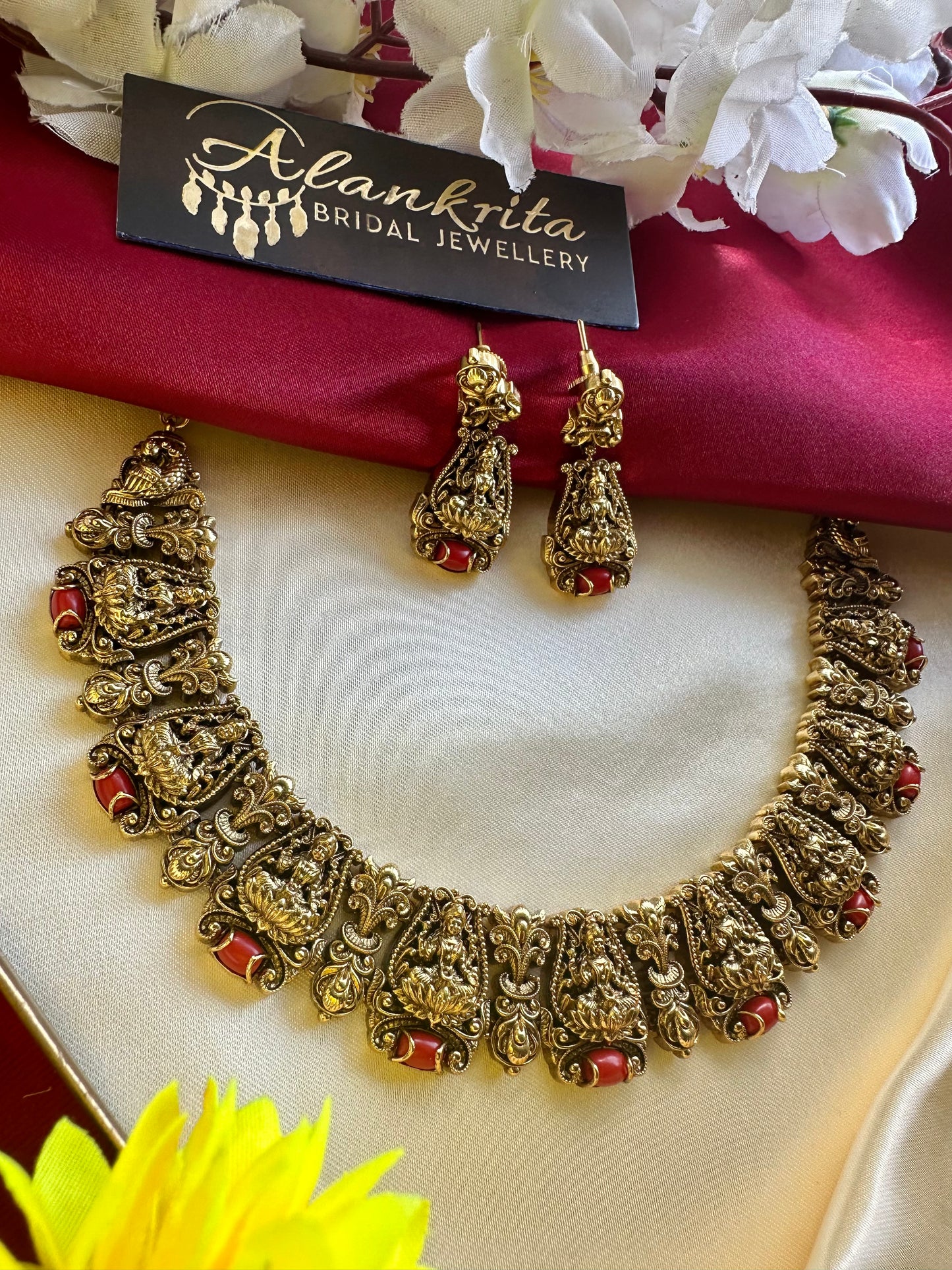Premium Antique Lakshmi Coral Short necklace