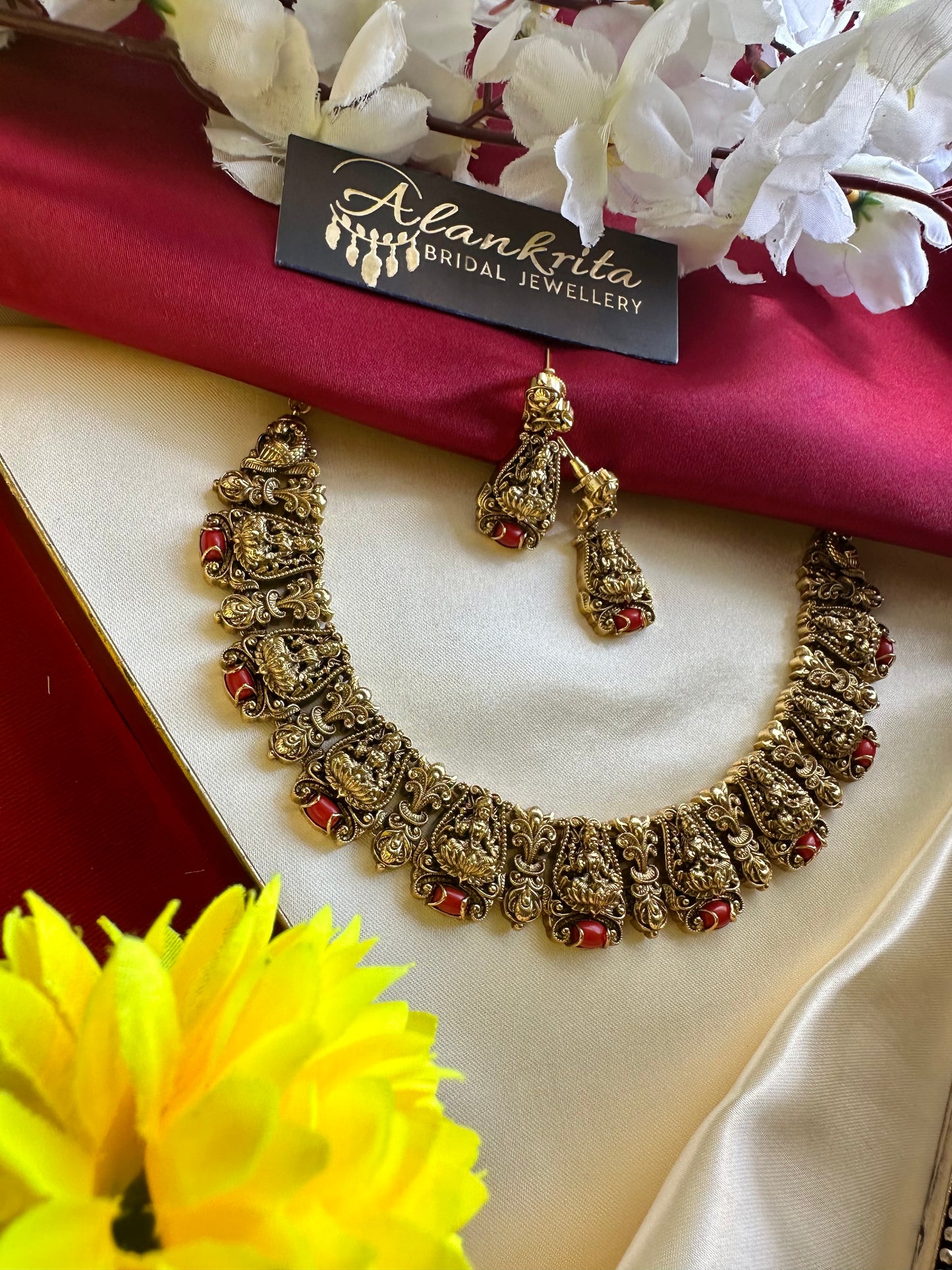 Premium Antique Lakshmi Coral Short necklace