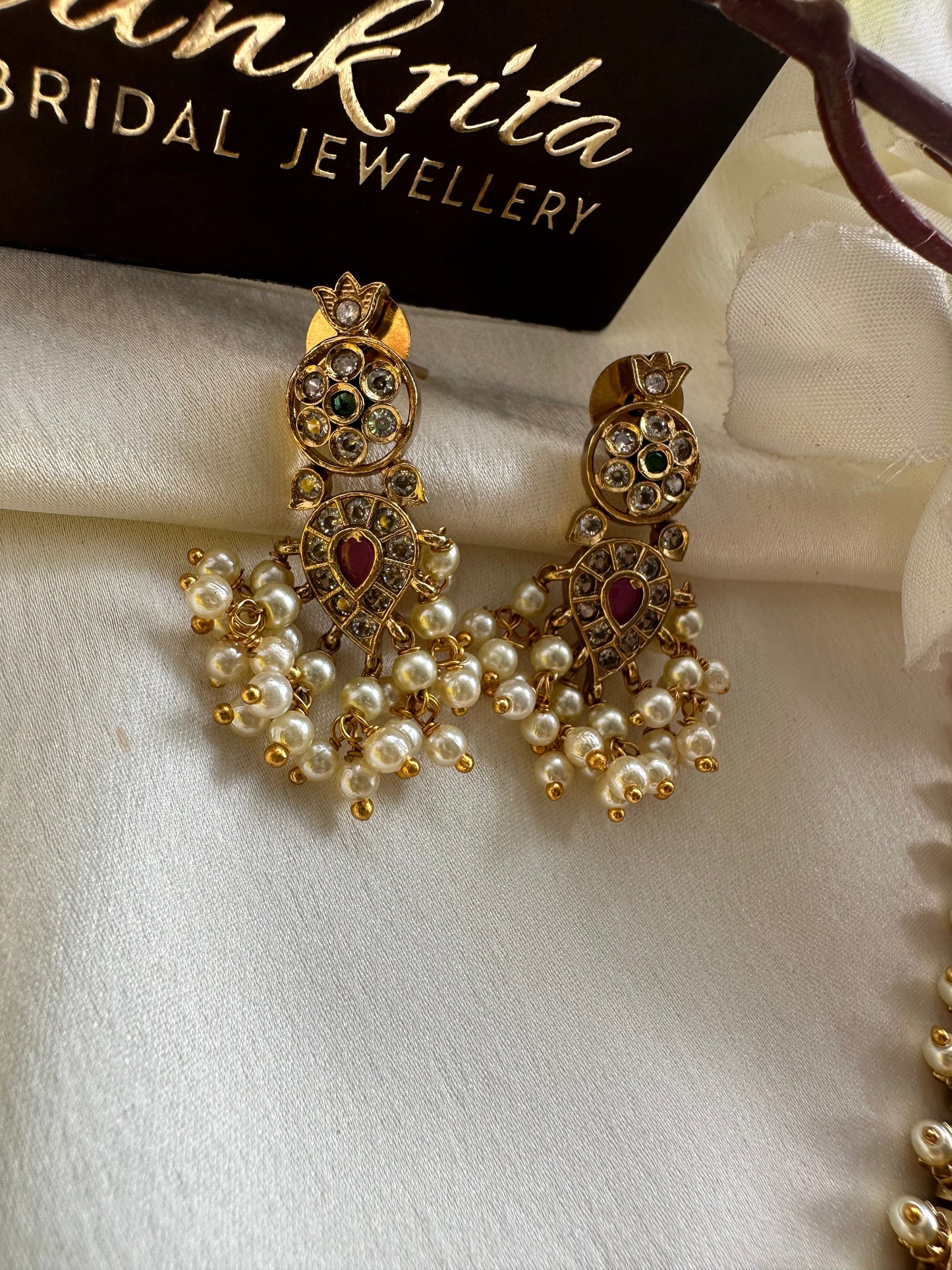 Premium Guttapusalu Short Necklace with Ruby Stones