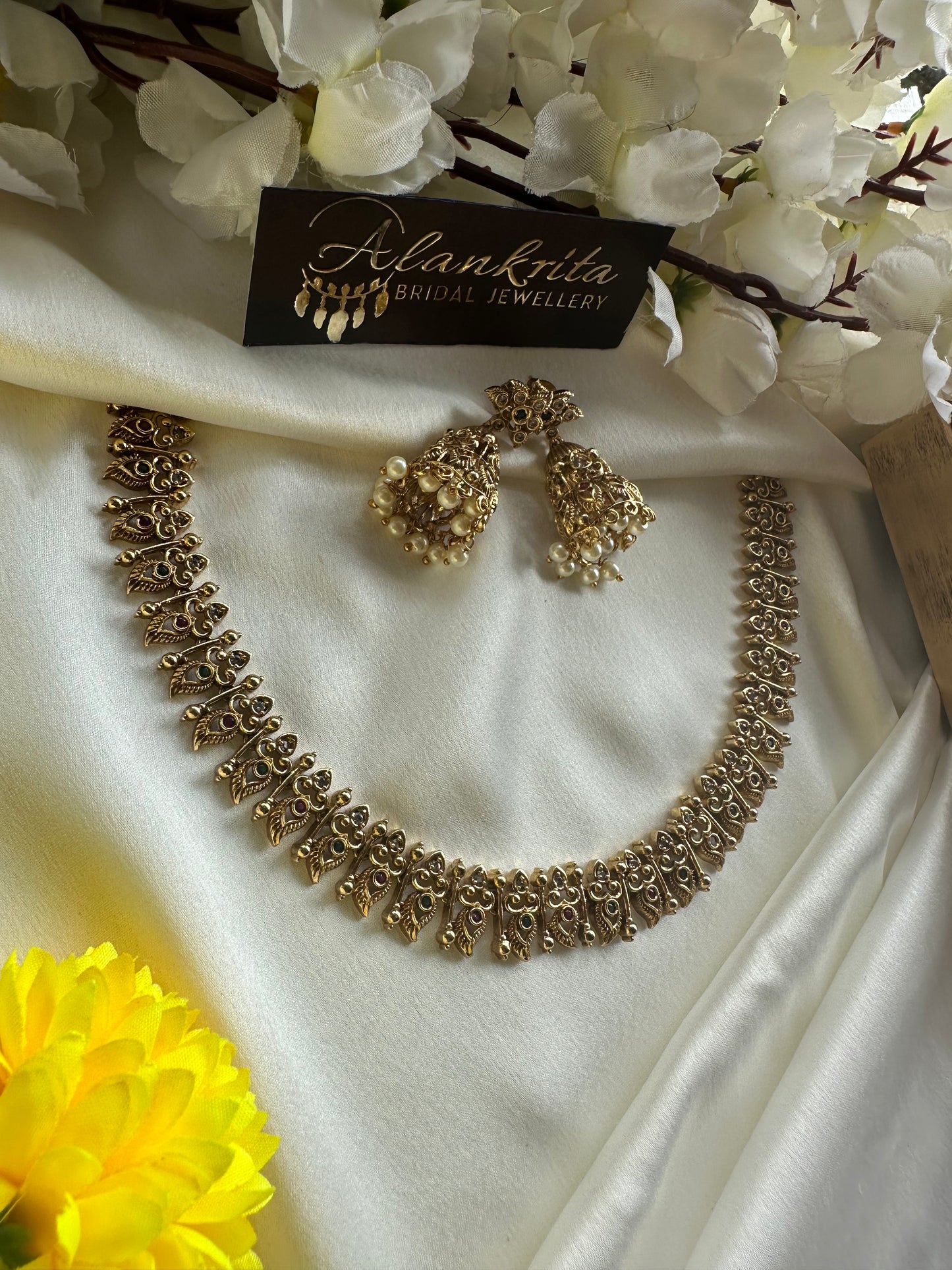 Premium Antique Short necklace with Jhumka