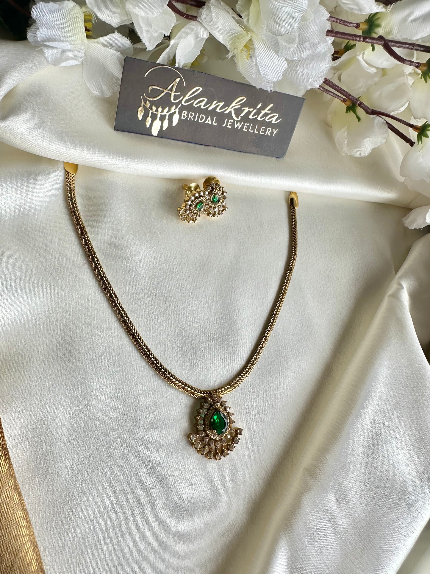 Simple Short Necklace with AD Stones