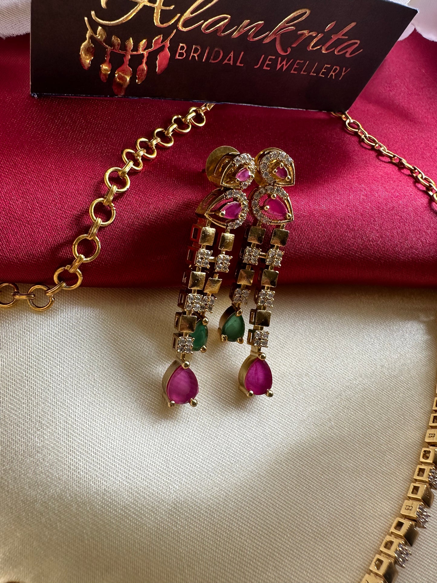 Simple Short Necklace with AD Stones