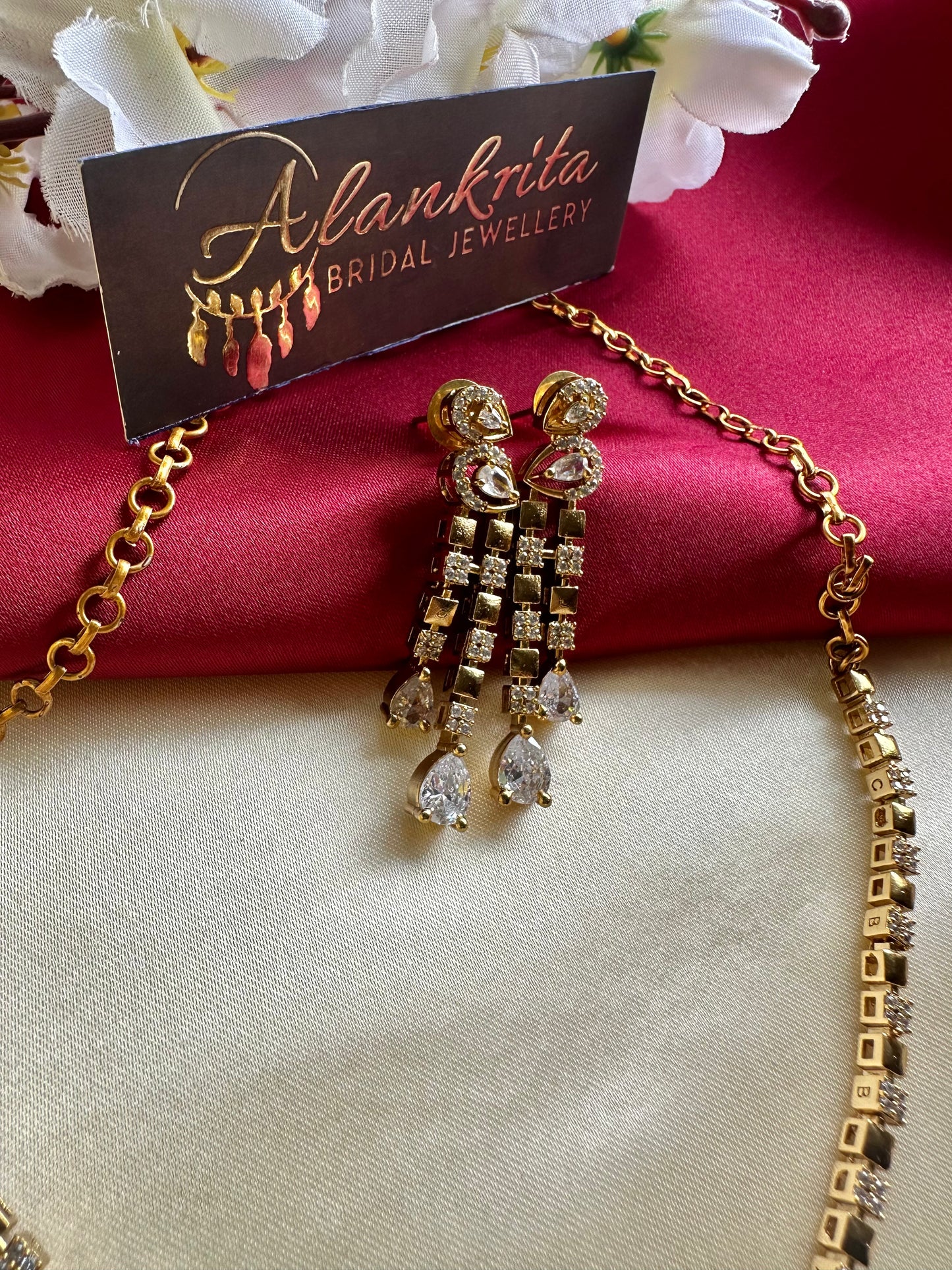 Simple Short Necklace with AD Stones
