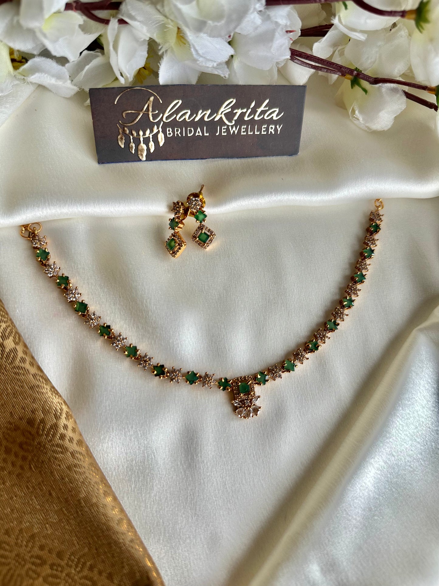 Premium Simple Short Necklace with AD Stones