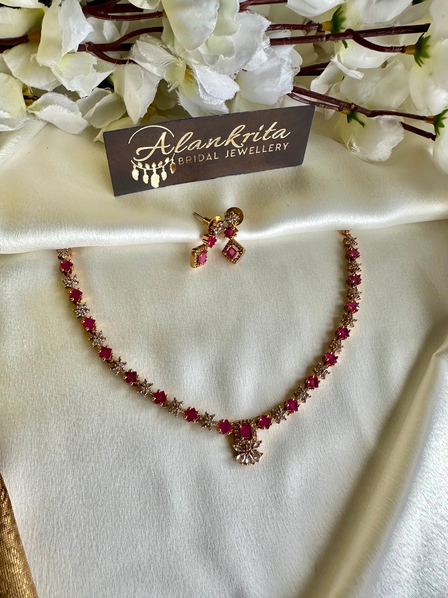 Premium Simple Short Necklace with AD Stones
