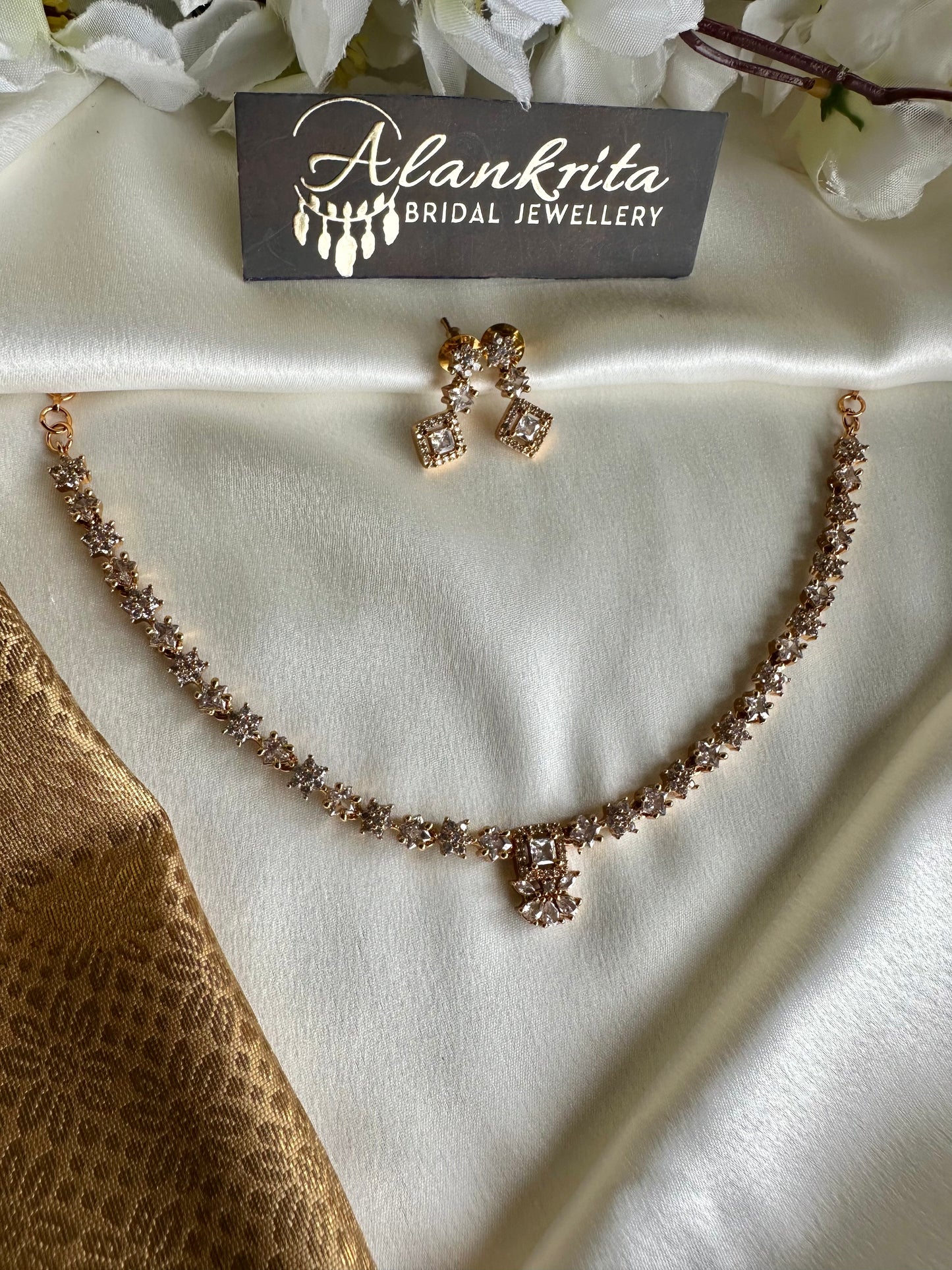 Premium Simple Short Necklace with AD Stones