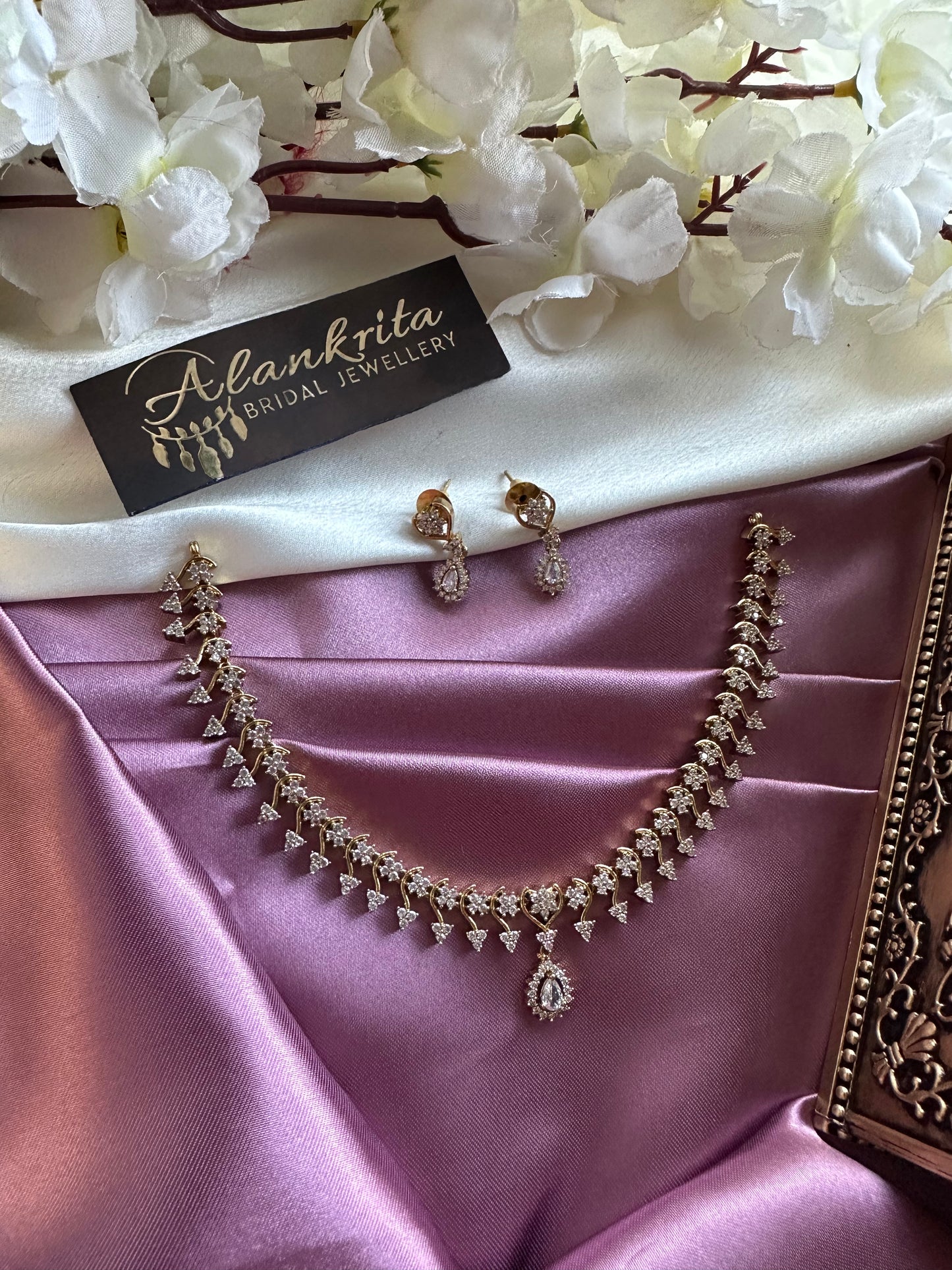 Diamond Inspired Short Necklace with AD Stones