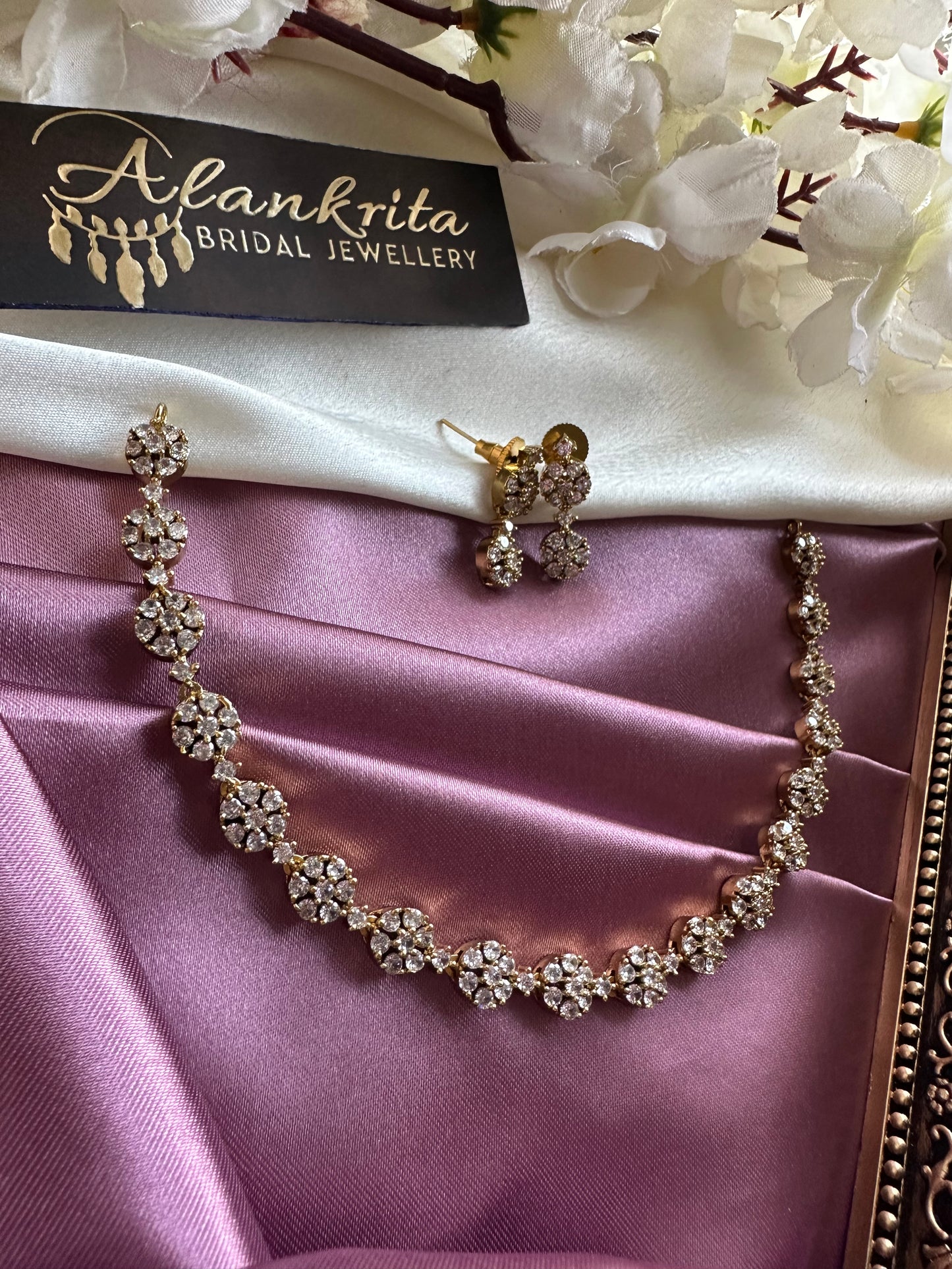 Diamond Inspired Short Necklace with AD Stones