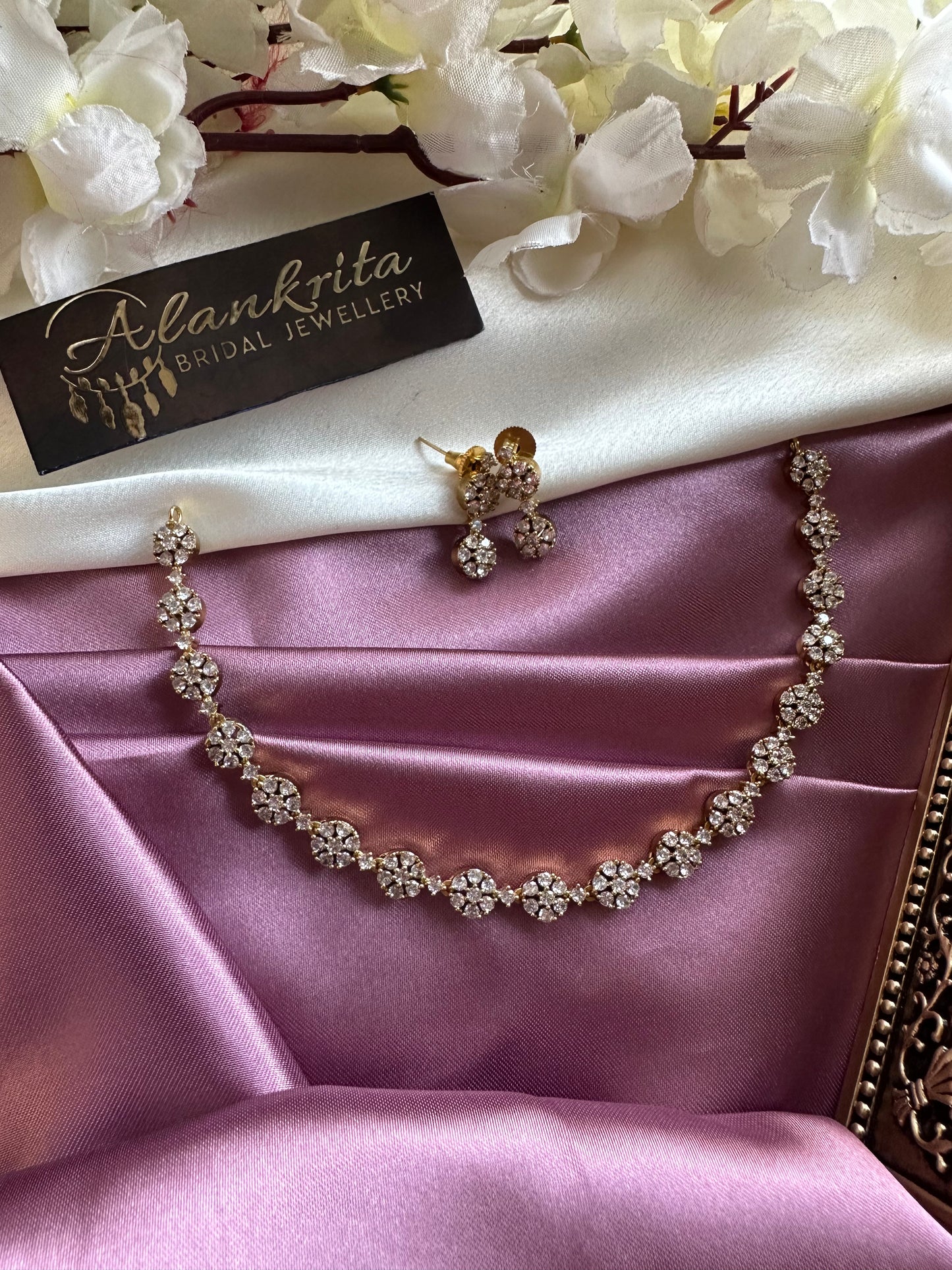 Diamond Inspired Short Necklace with AD Stones