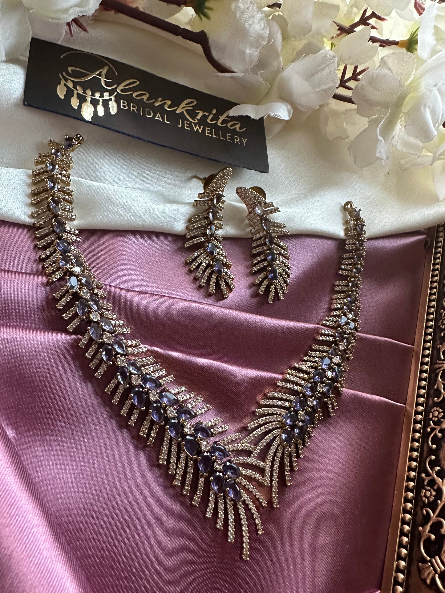 Victorian Purple Short Necklace with AD Stones