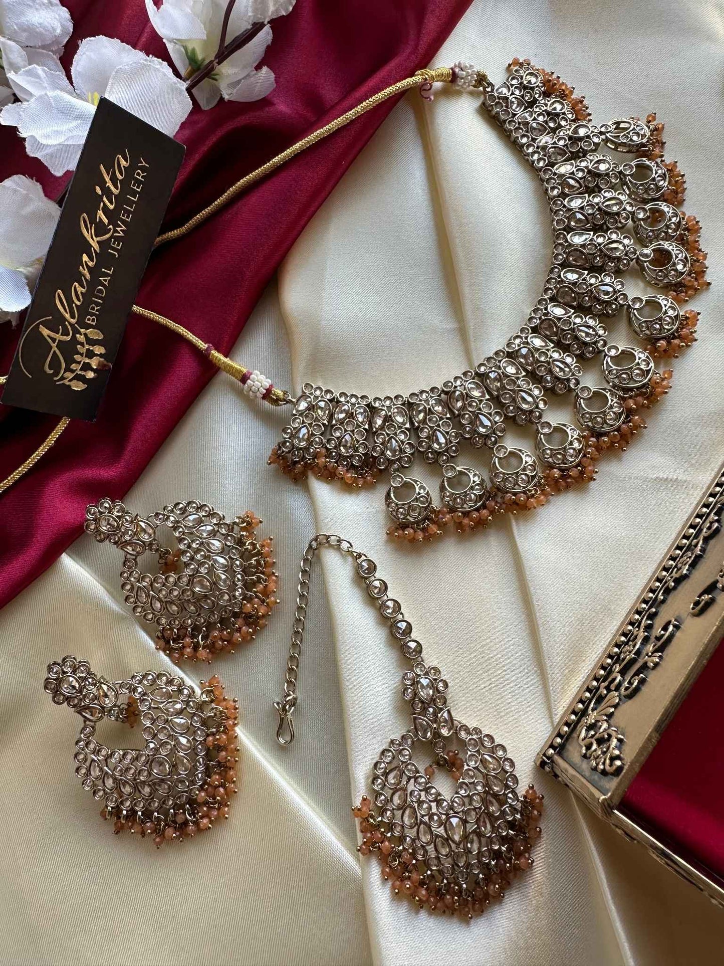 Premium Kundan Choker Includes Tikka with Mustard Beads