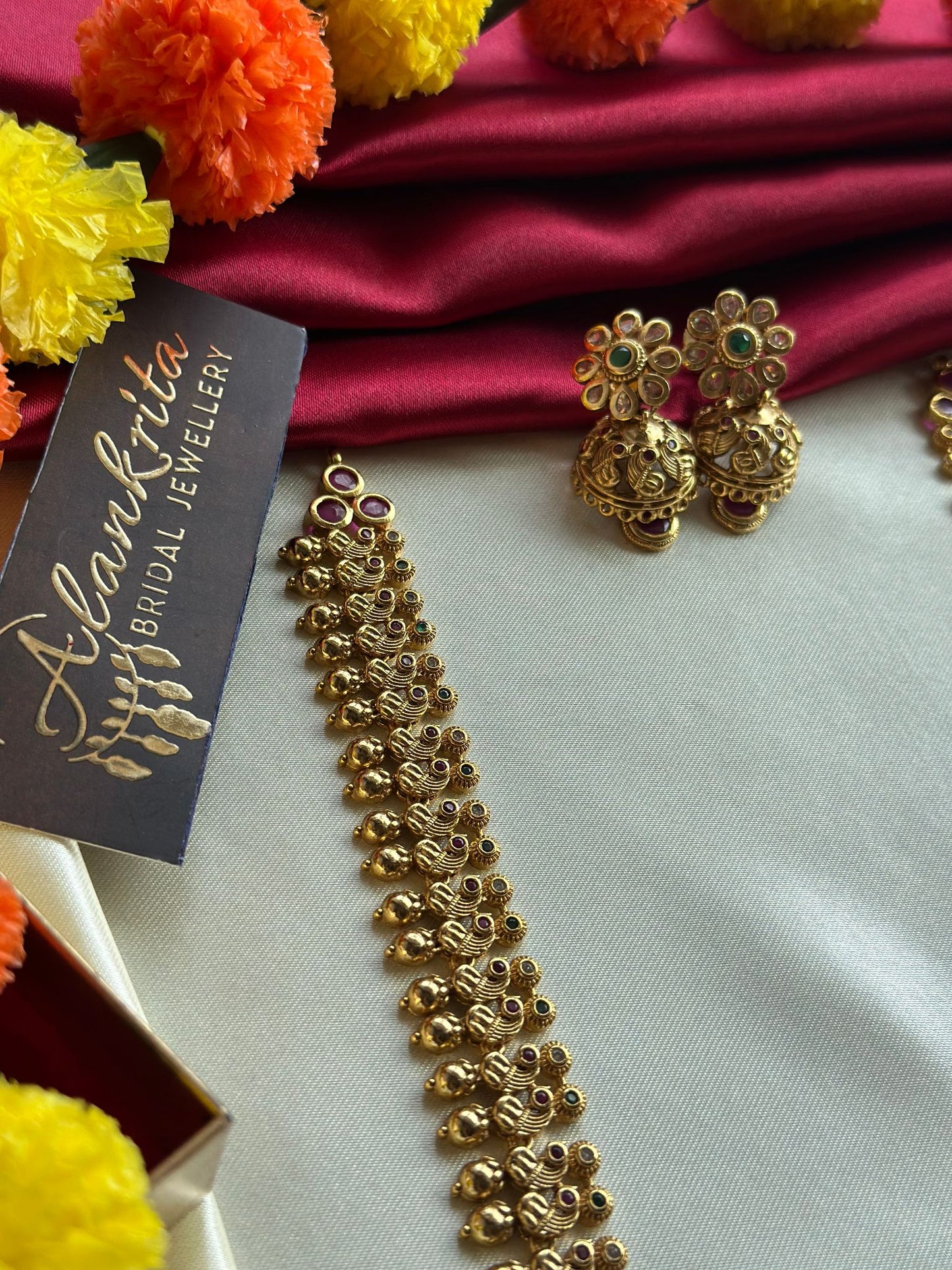 Premium Long Peacock Haram with Jhumka