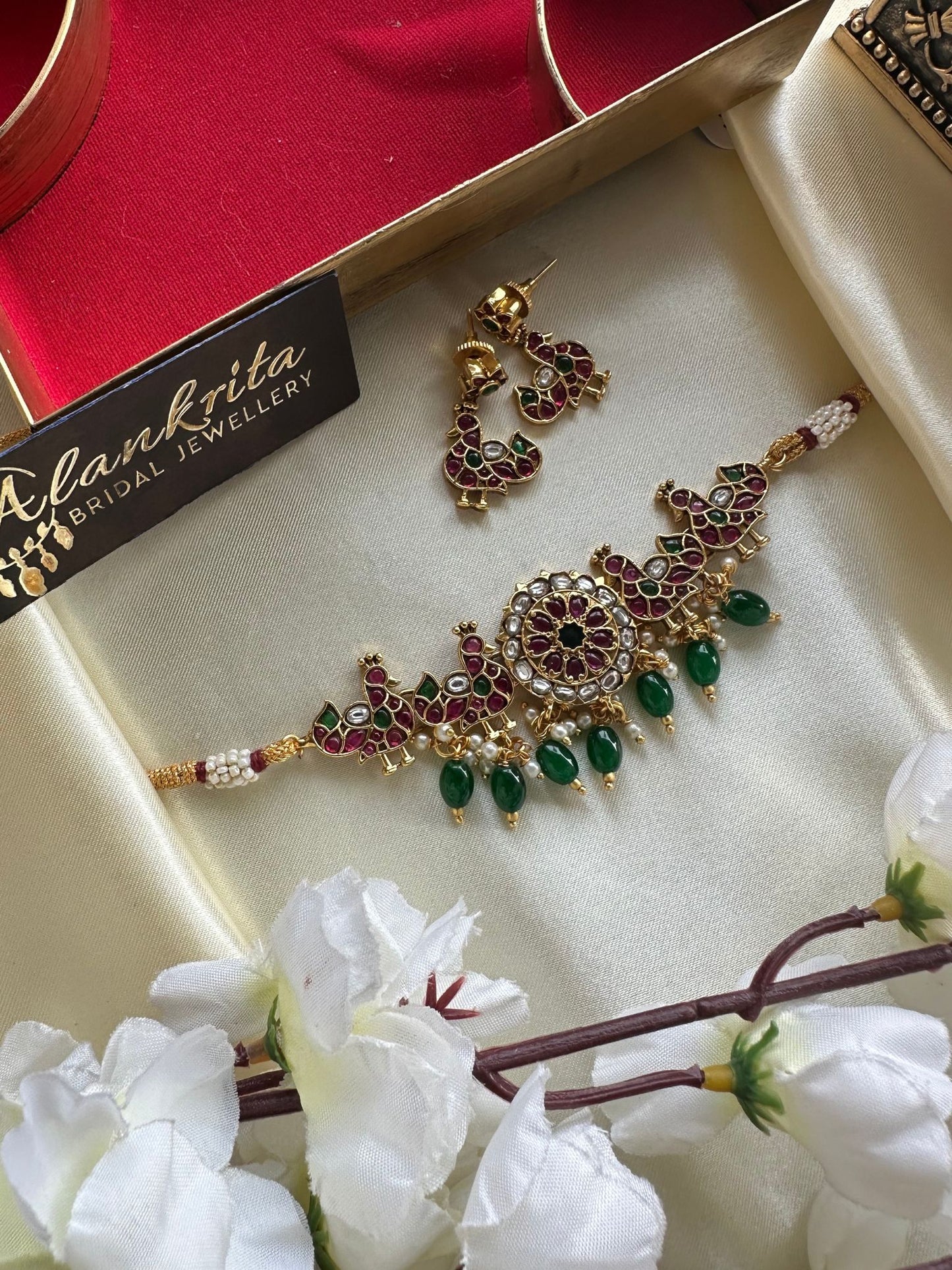 Premium Annam Choker with Green beads