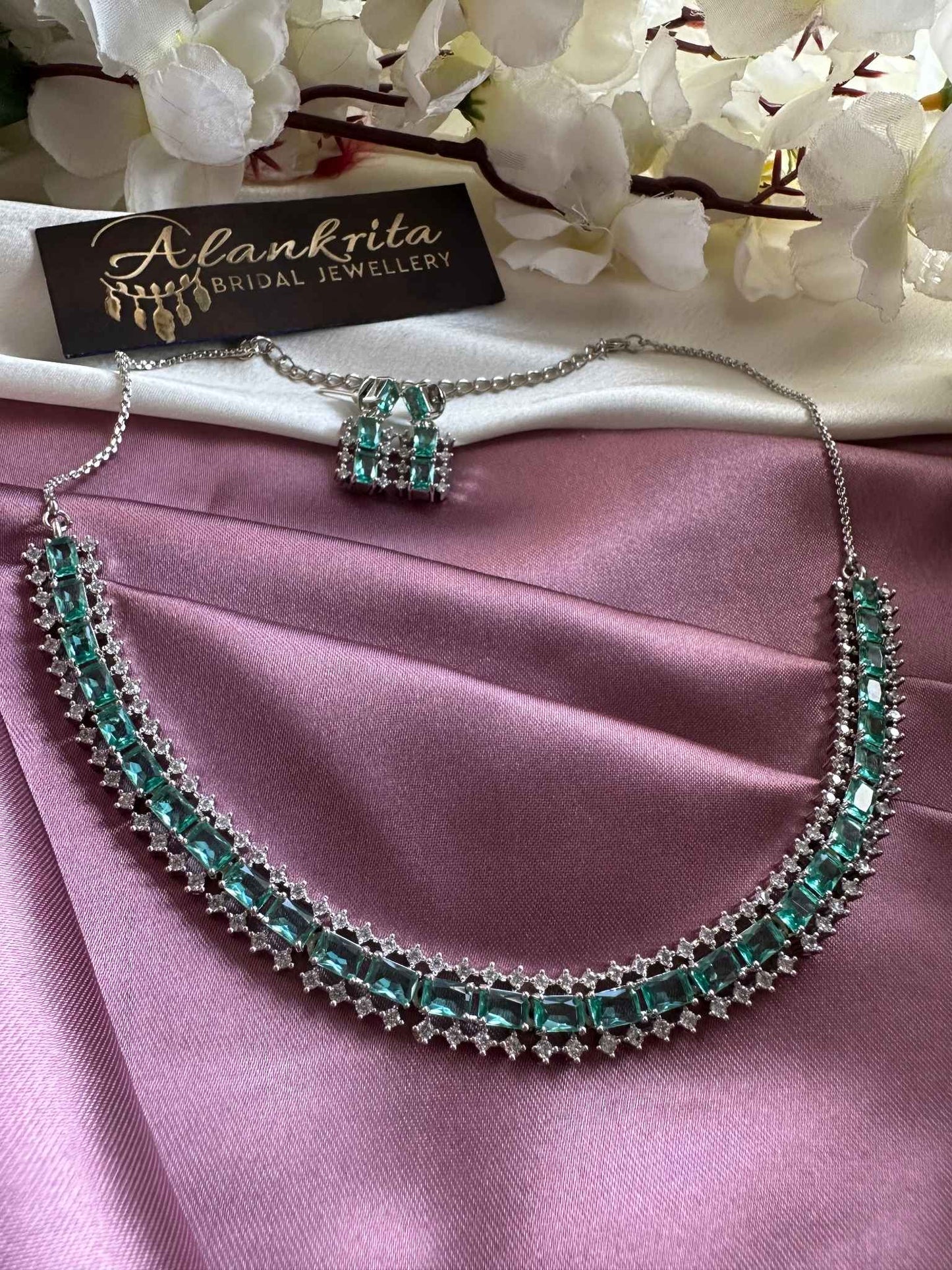 Premium Sea Green AD Necklace