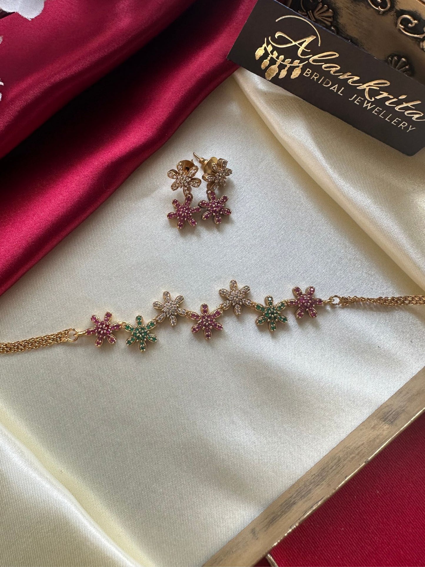 Simple Floral Choker with AD Stones
