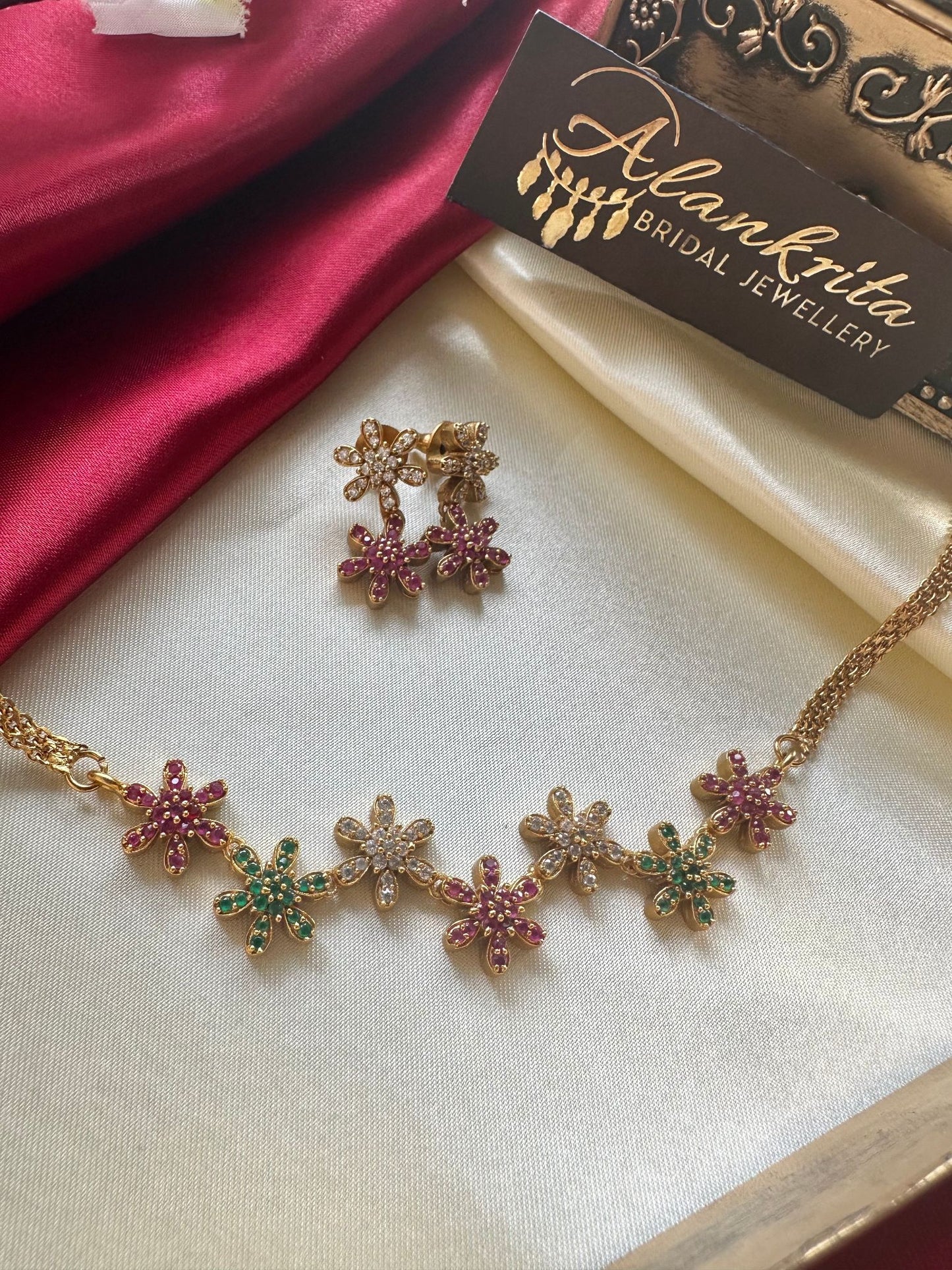 Simple Floral Choker with AD Stones