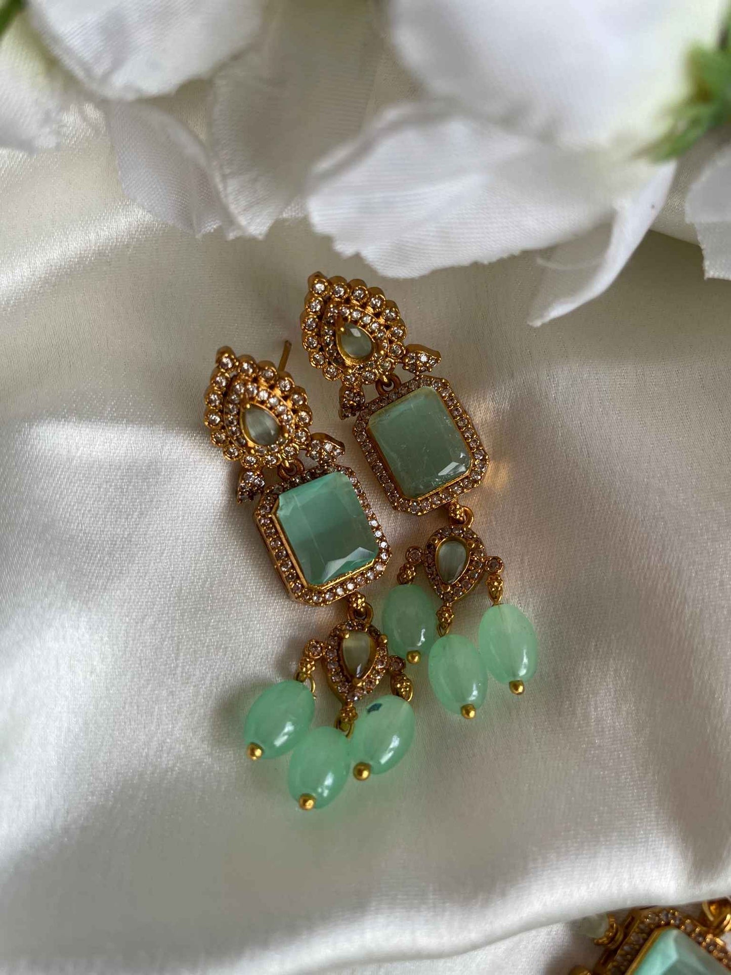 Premium Choker with Green AD Stones & Beads