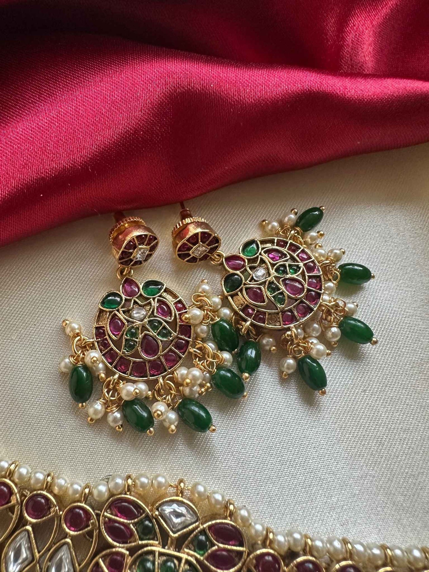 Premium Kemp Choker with Kundan Stones & Moon Drop