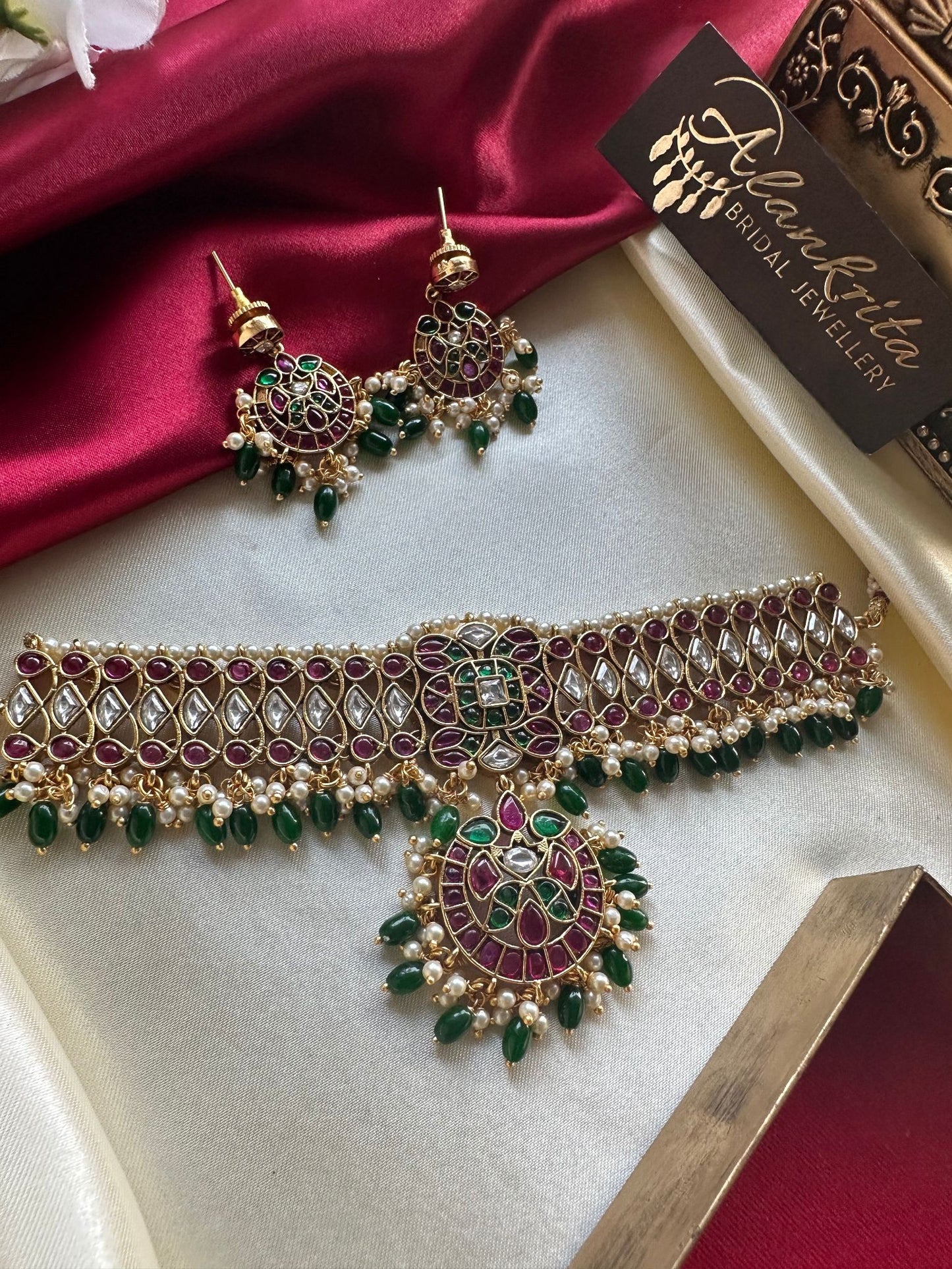 Premium Kemp Choker with Kundan Stones & Moon Drop