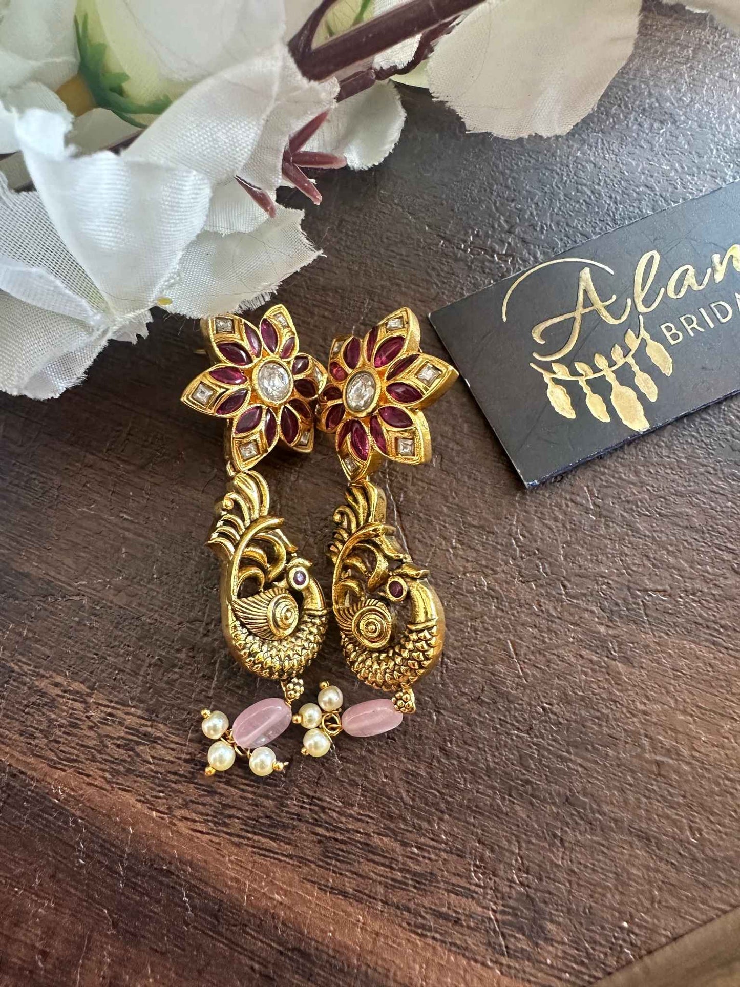 Premium Antique Lakshmi Kemp Choker with Pink Beads