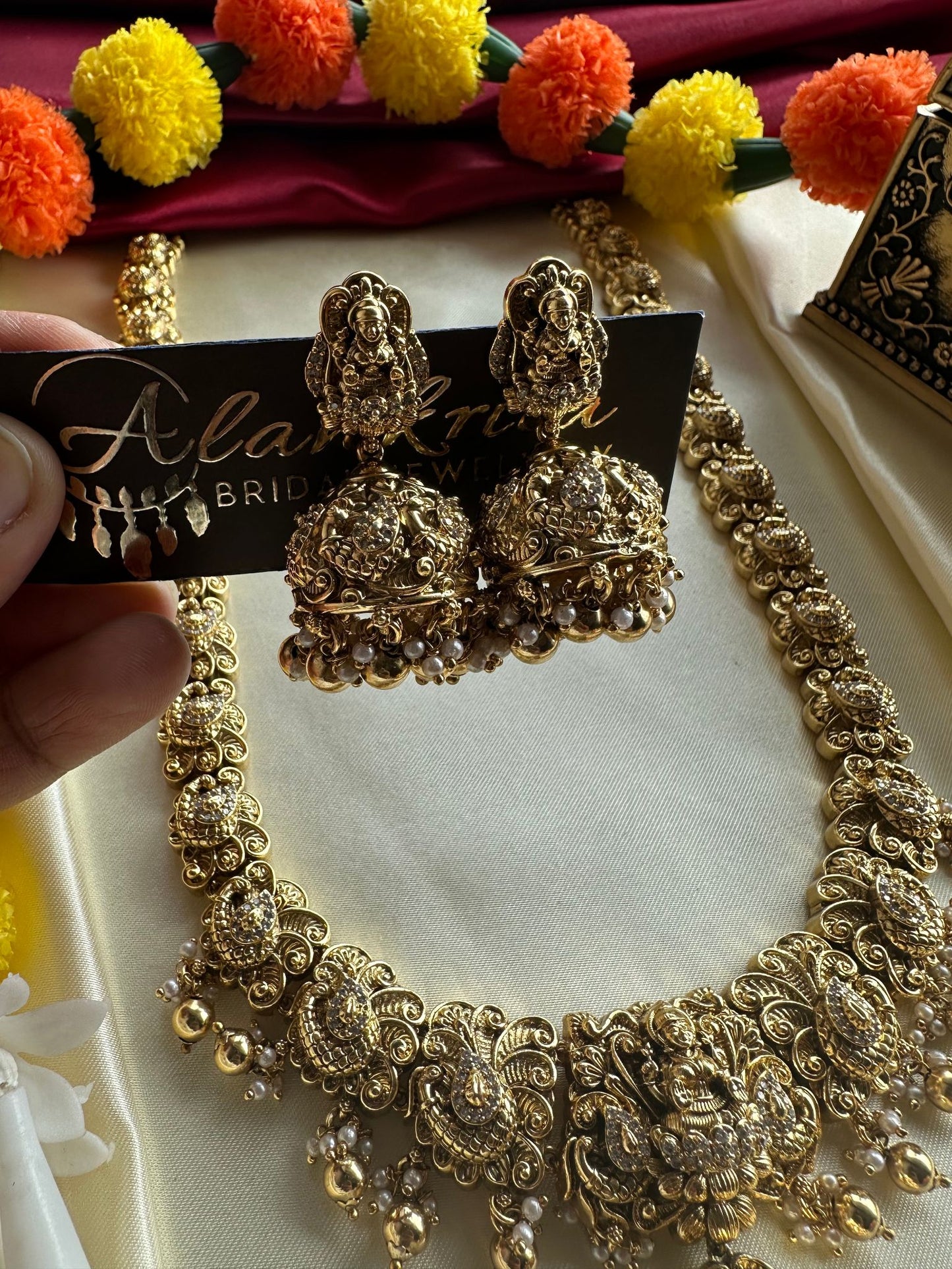 Premium Antique Long Lakshmi Haram with Jhumka