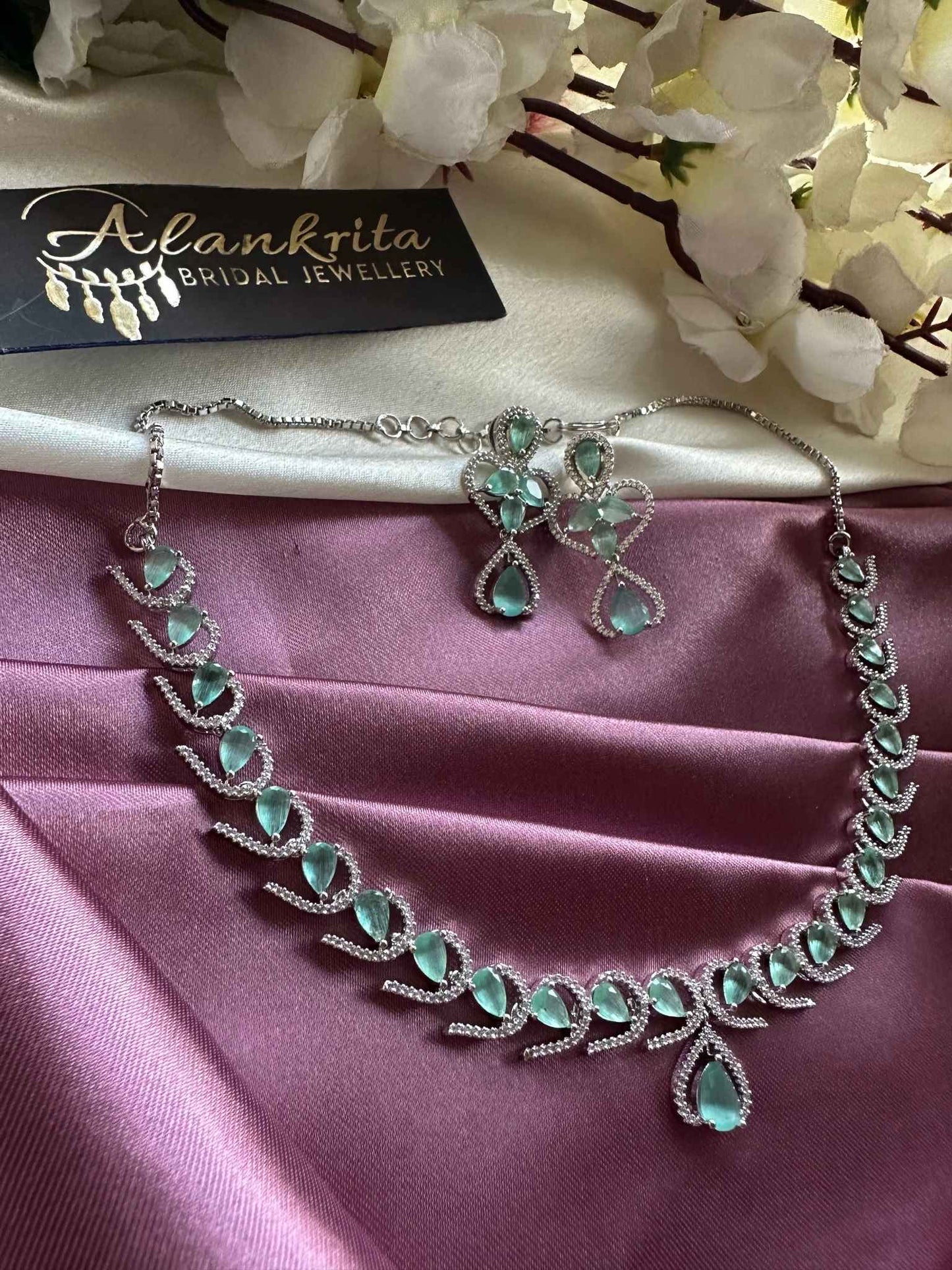 Premium Mint Green AD Necklace