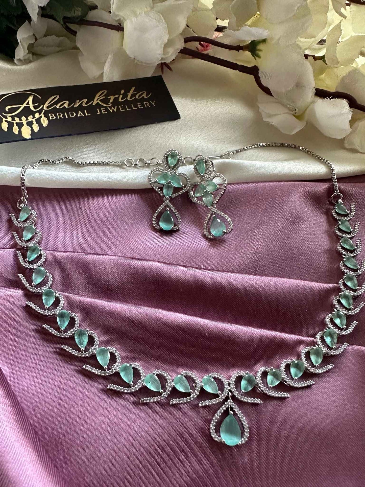 Premium Mint Green AD Necklace