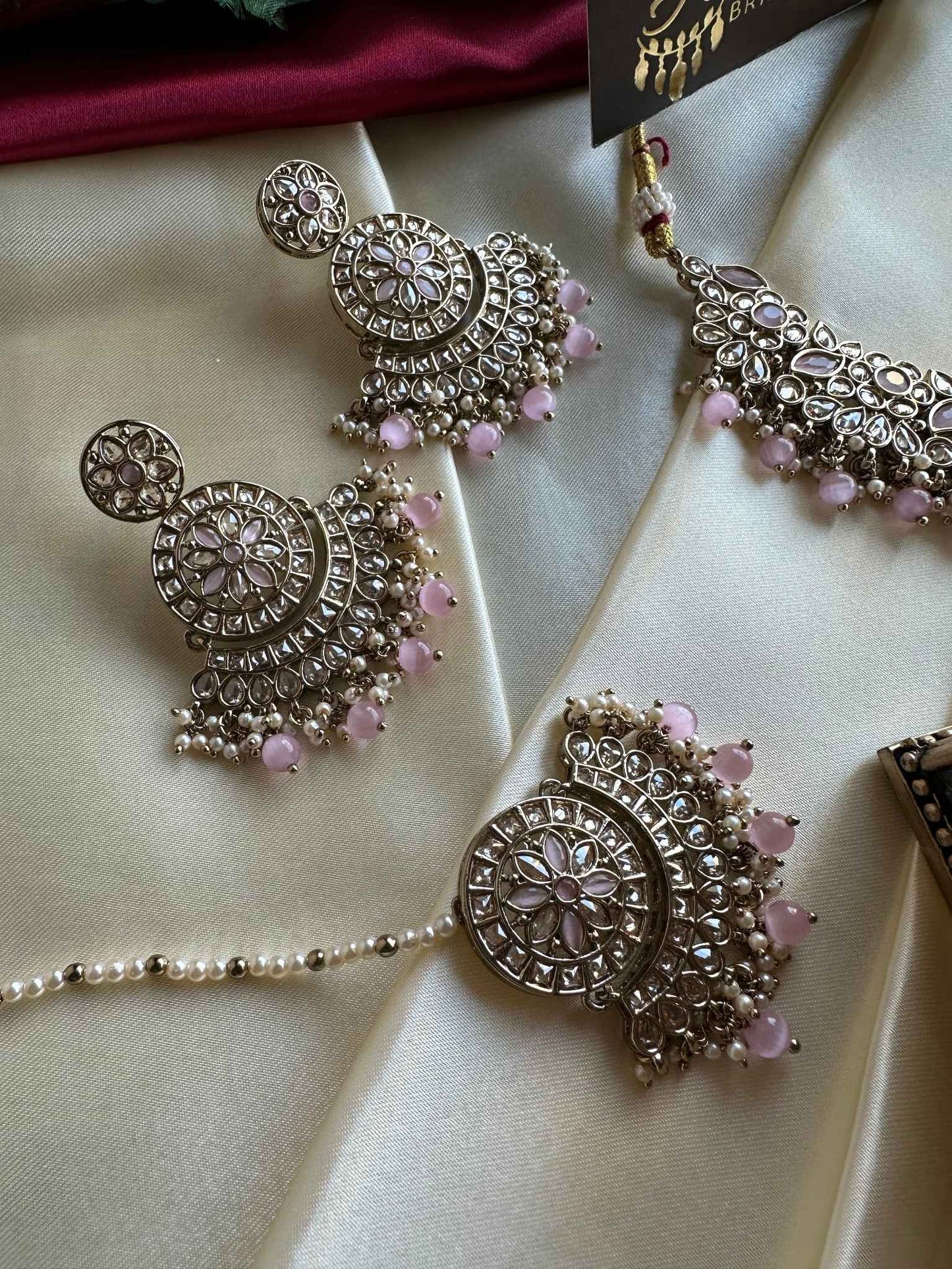 Premium Pastel Pink Kundan Choker with Tikka