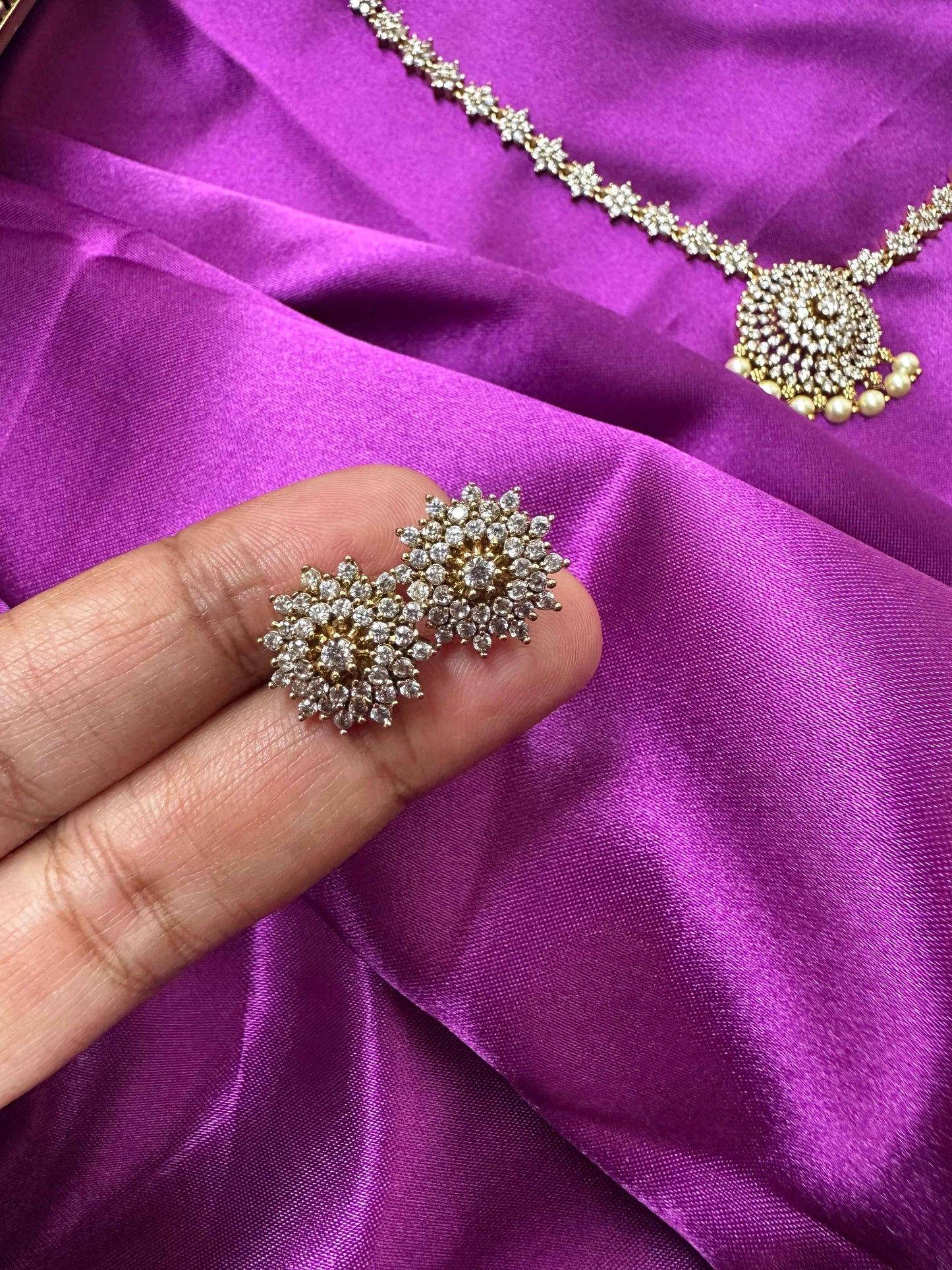 Diamond Inspired Short Necklace with AD stones