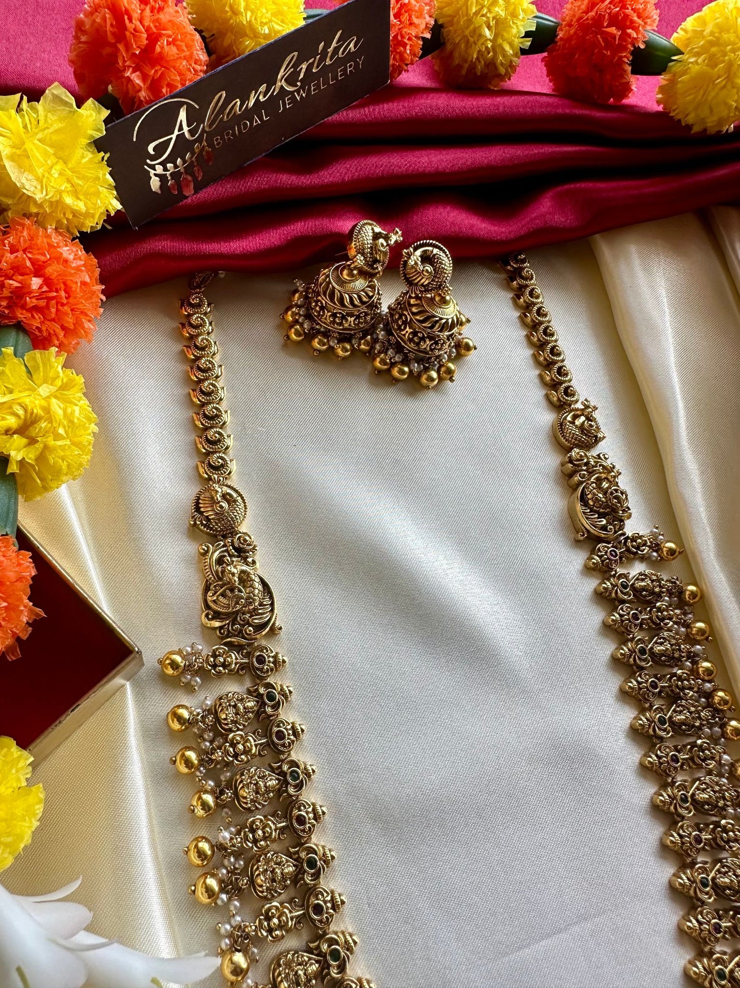 Premium Antique Long Lakshmi Haram with Jhumka