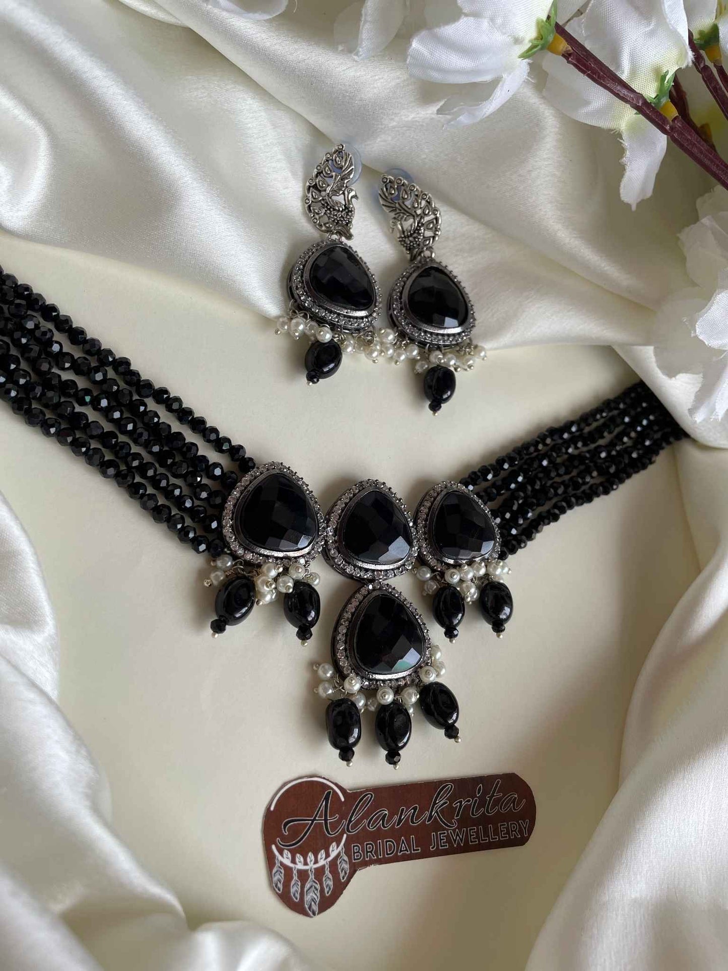 Premium Multi Layer Beaded Black Kundan Choker