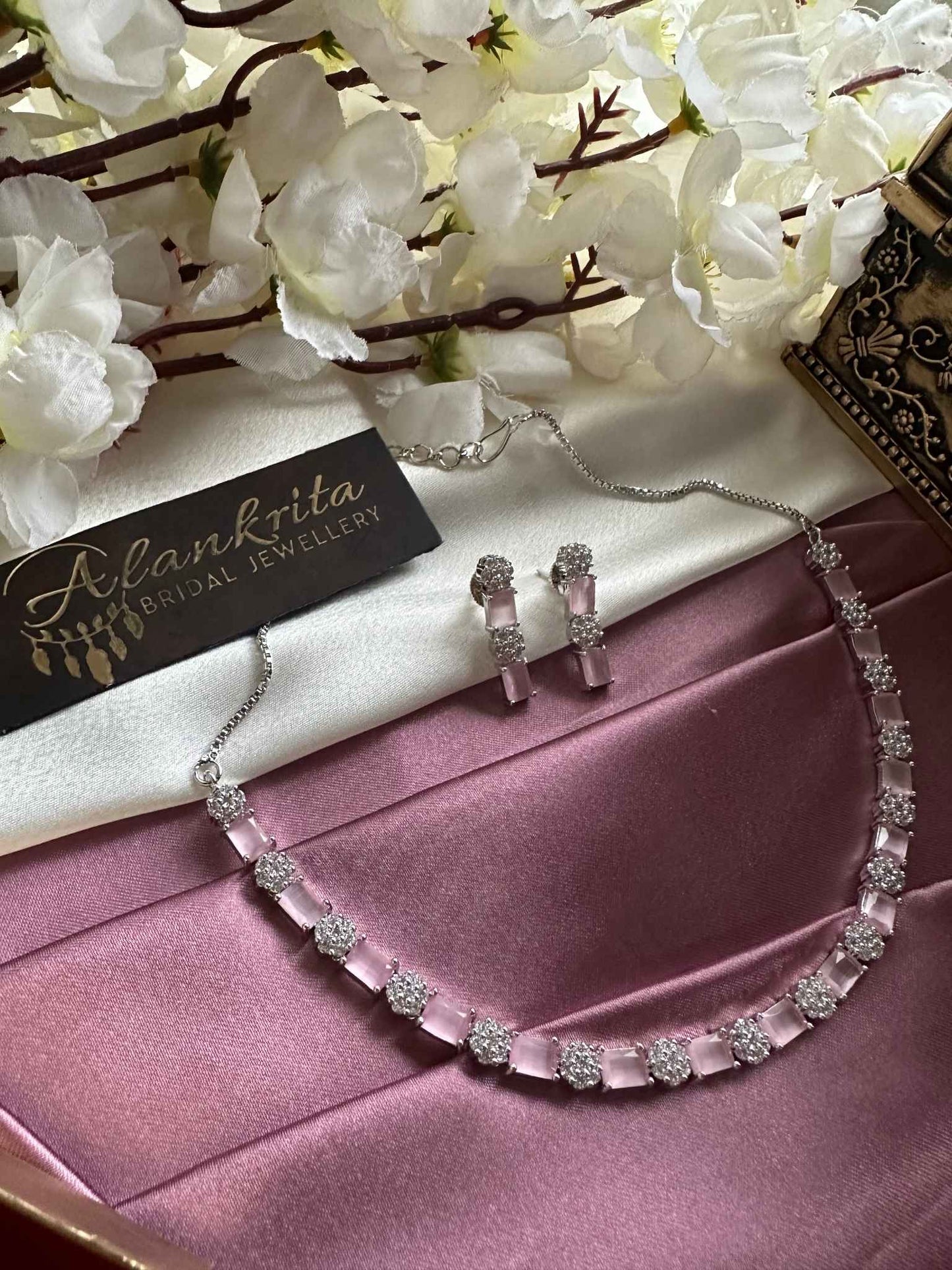 AD Necklace with Pink Stones