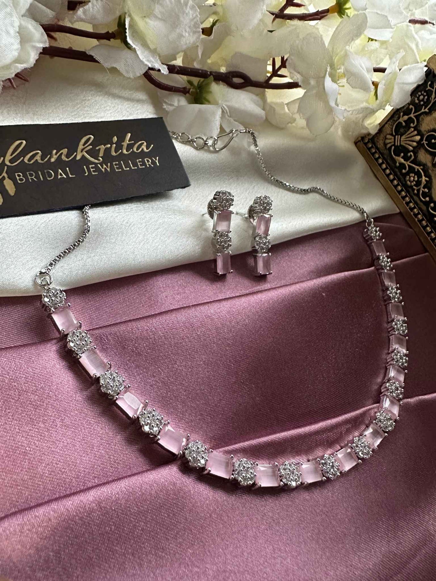 AD Necklace with Pink Stones