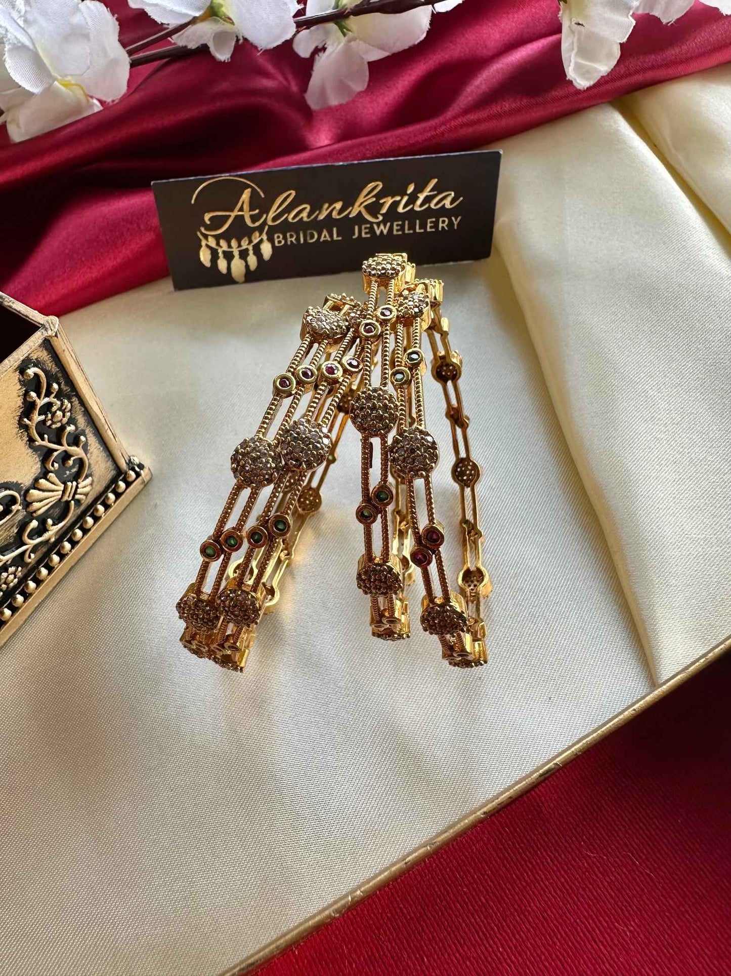 Antique Bangles with AD Stones (Set of 4)