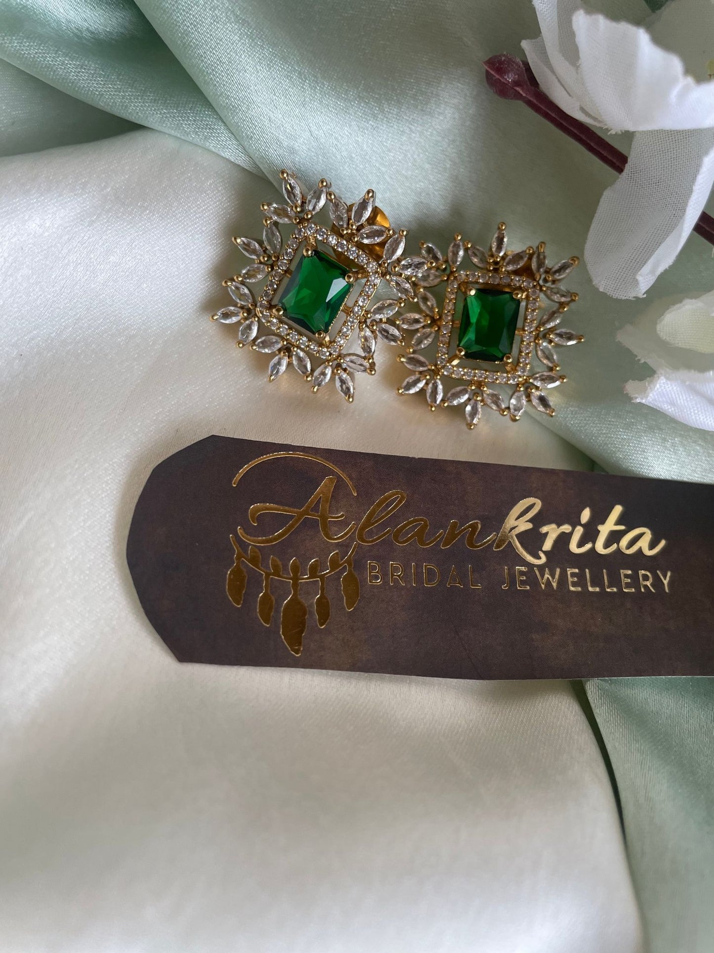 3 Layered Pearl Green Choker with AD Stones