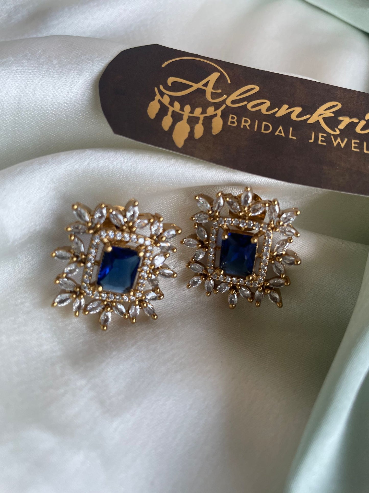 3 Layered Pearl Blue Choker with AD Stones