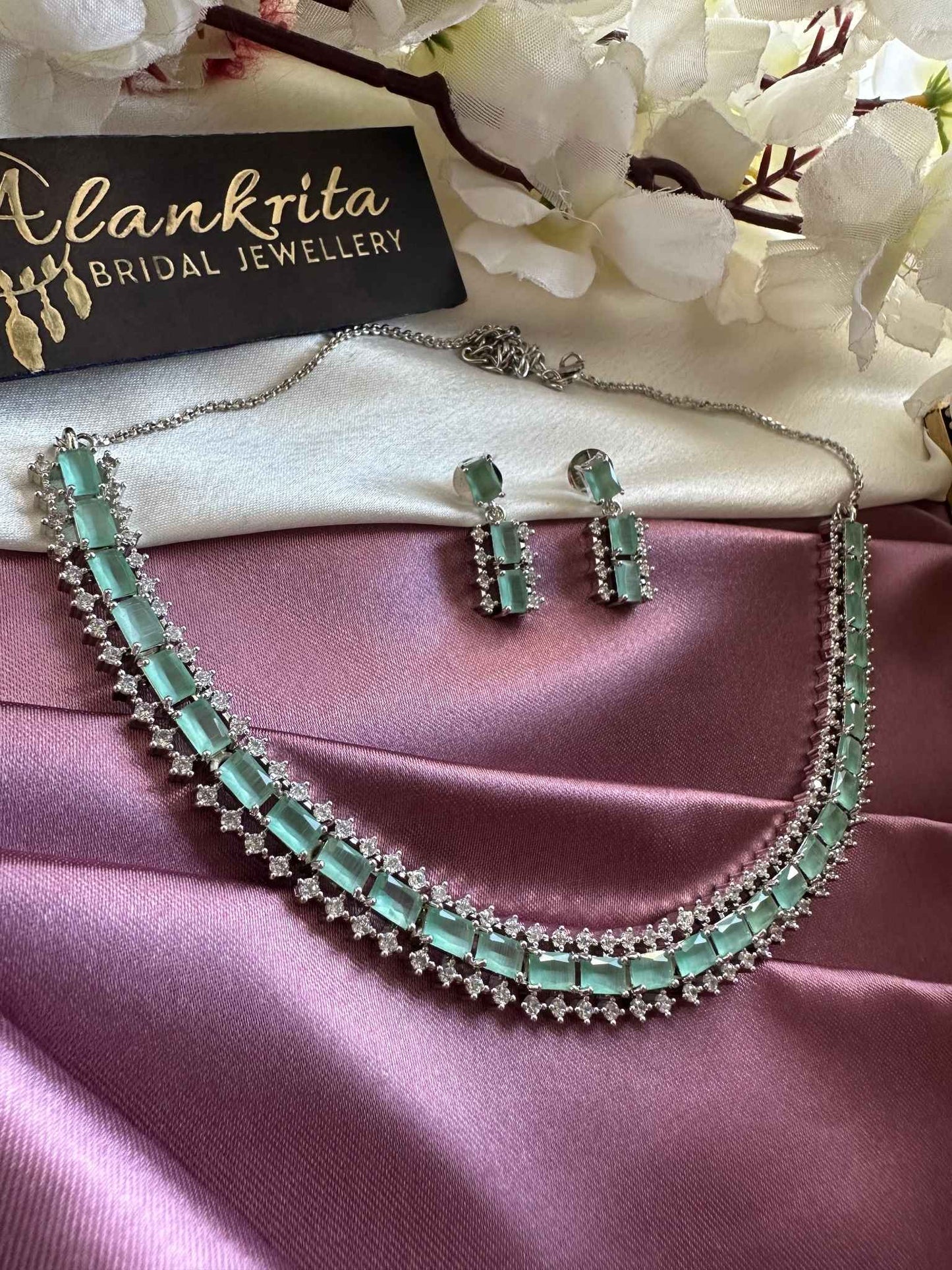 Premium Mint Green AD Necklace