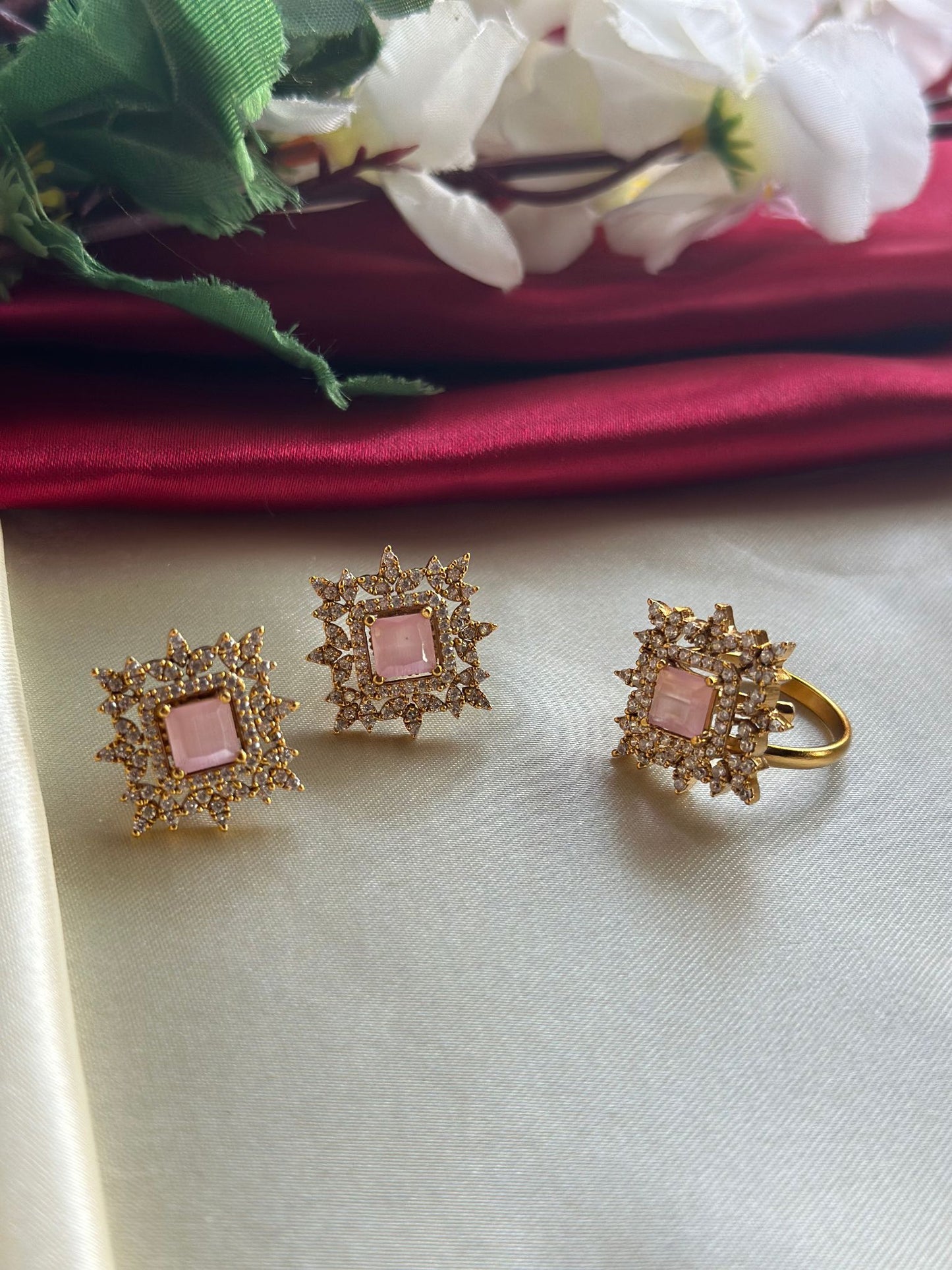 Multi Layered Chain Choker with Pink Stone