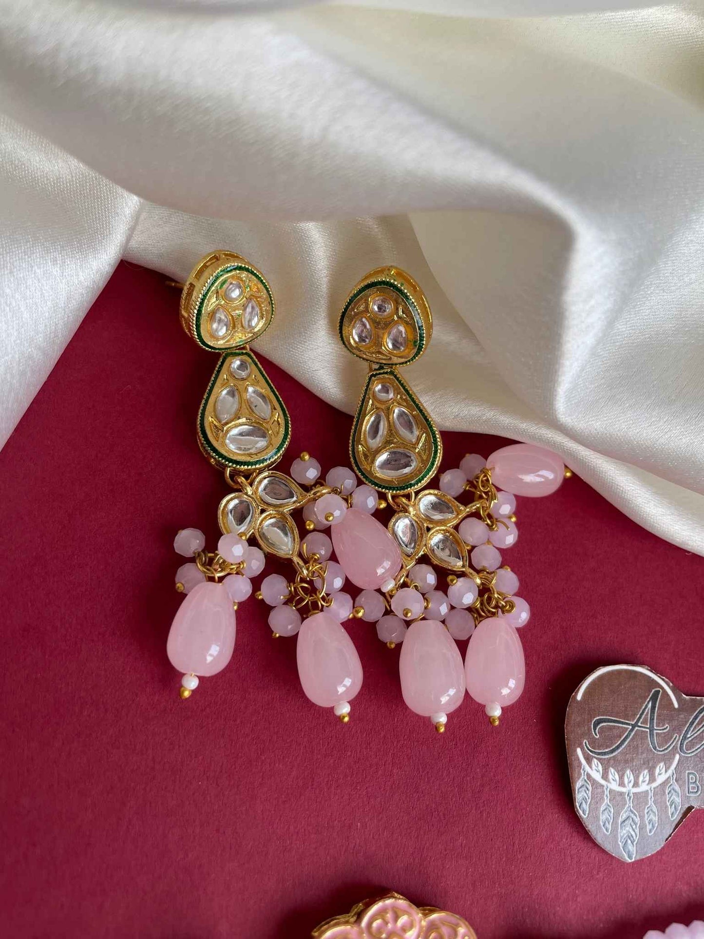 Crystal beaded Kundan Choker with Pink Beads