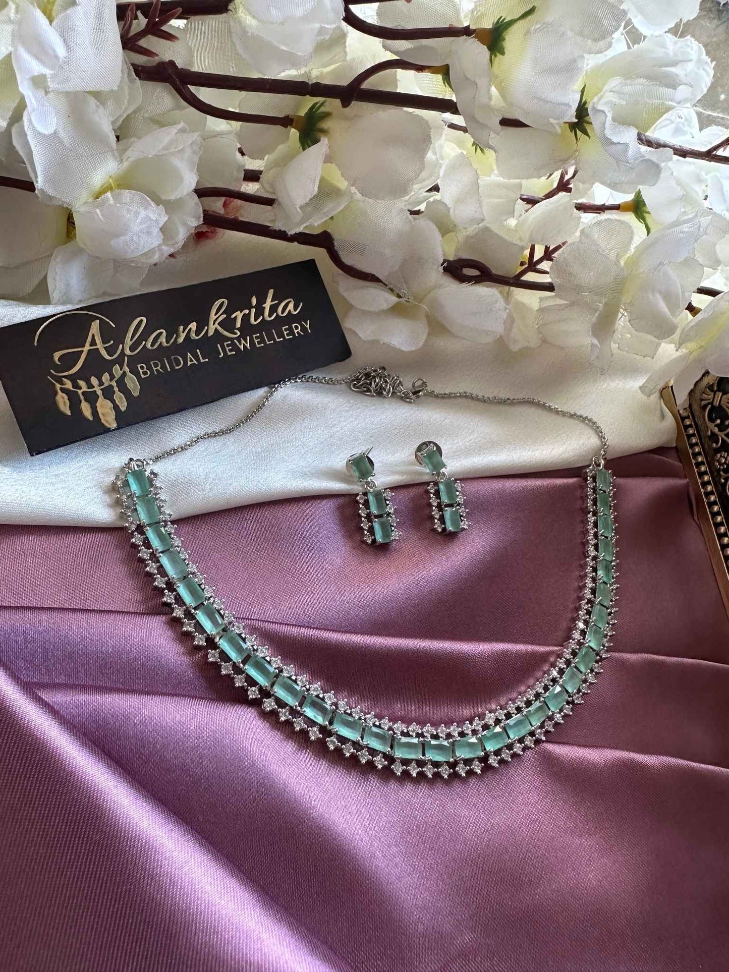 Premium Mint Green AD Necklace